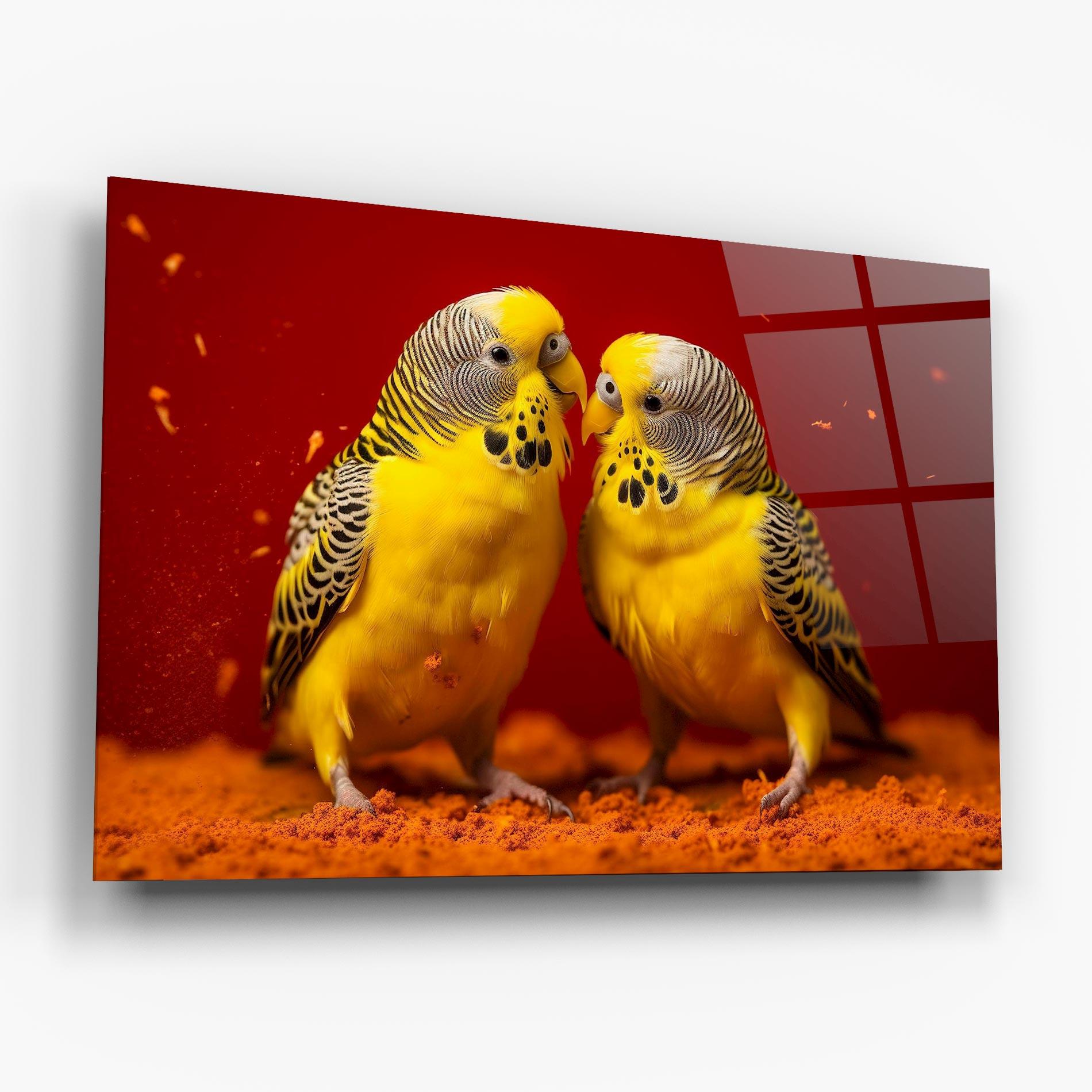 Tablou Sticla Cute Yellow Birds mockup 6