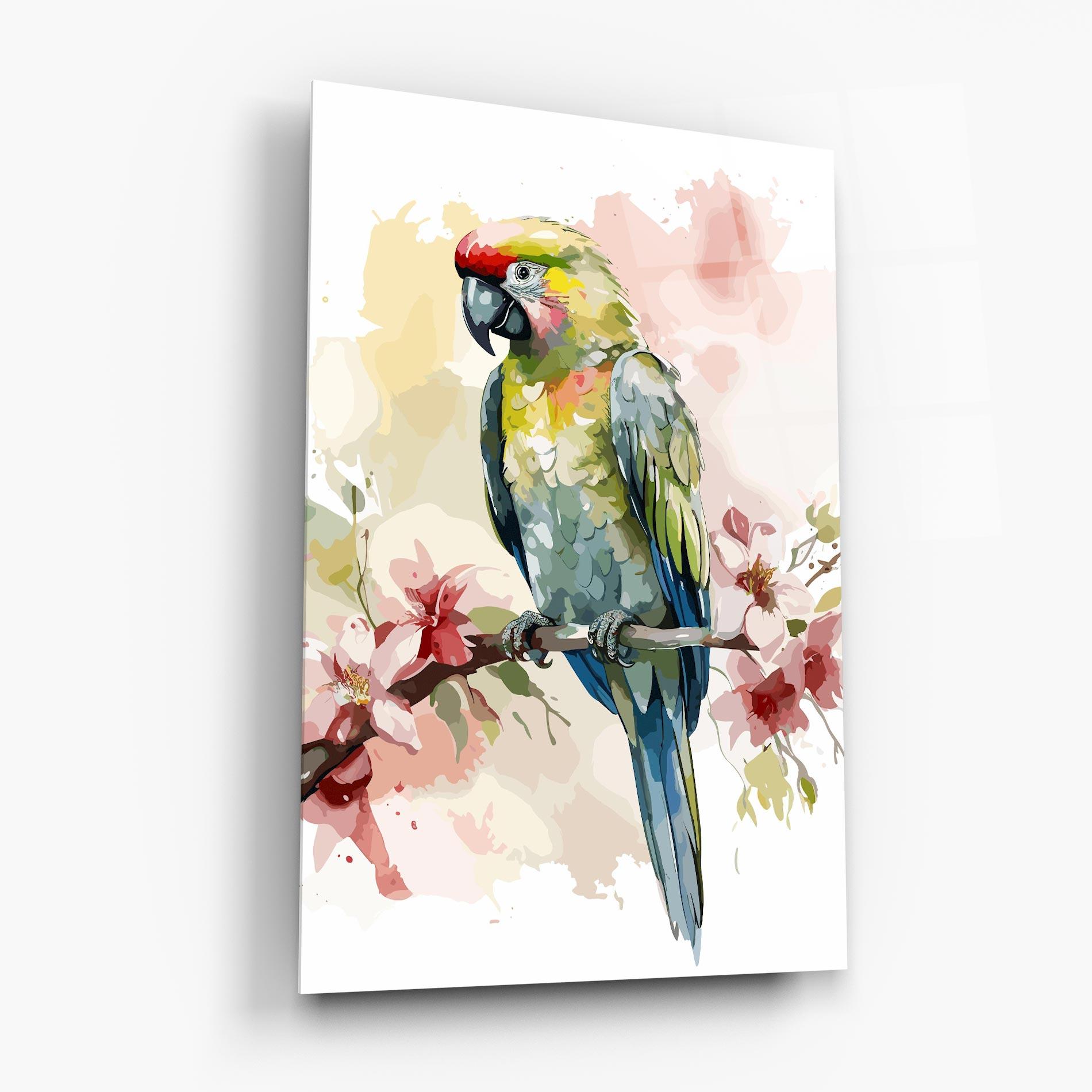 Tablou Sticla Beautiful Parrot mockup 6
