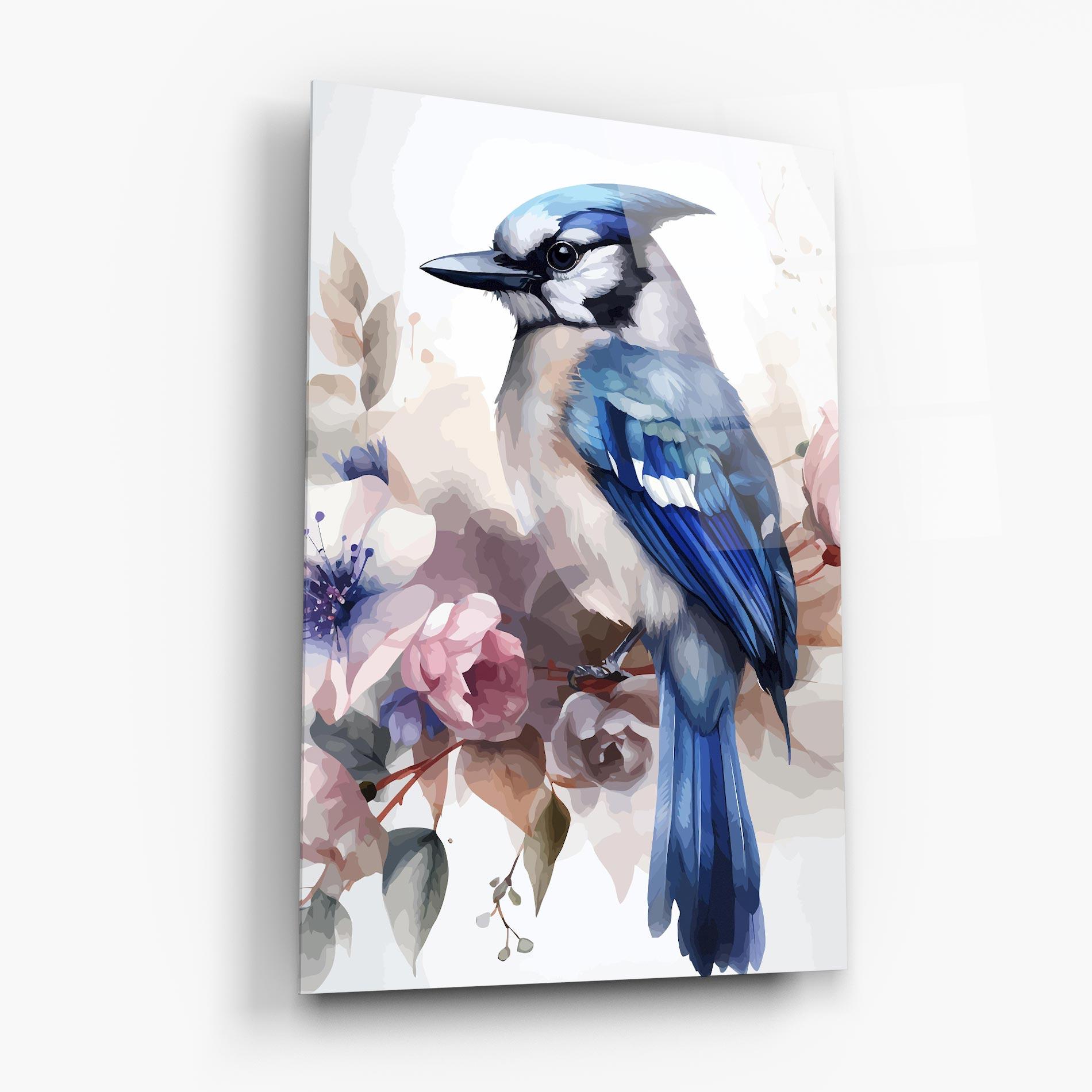 Tablou Sticla Bird Pretty Blue mockup 6