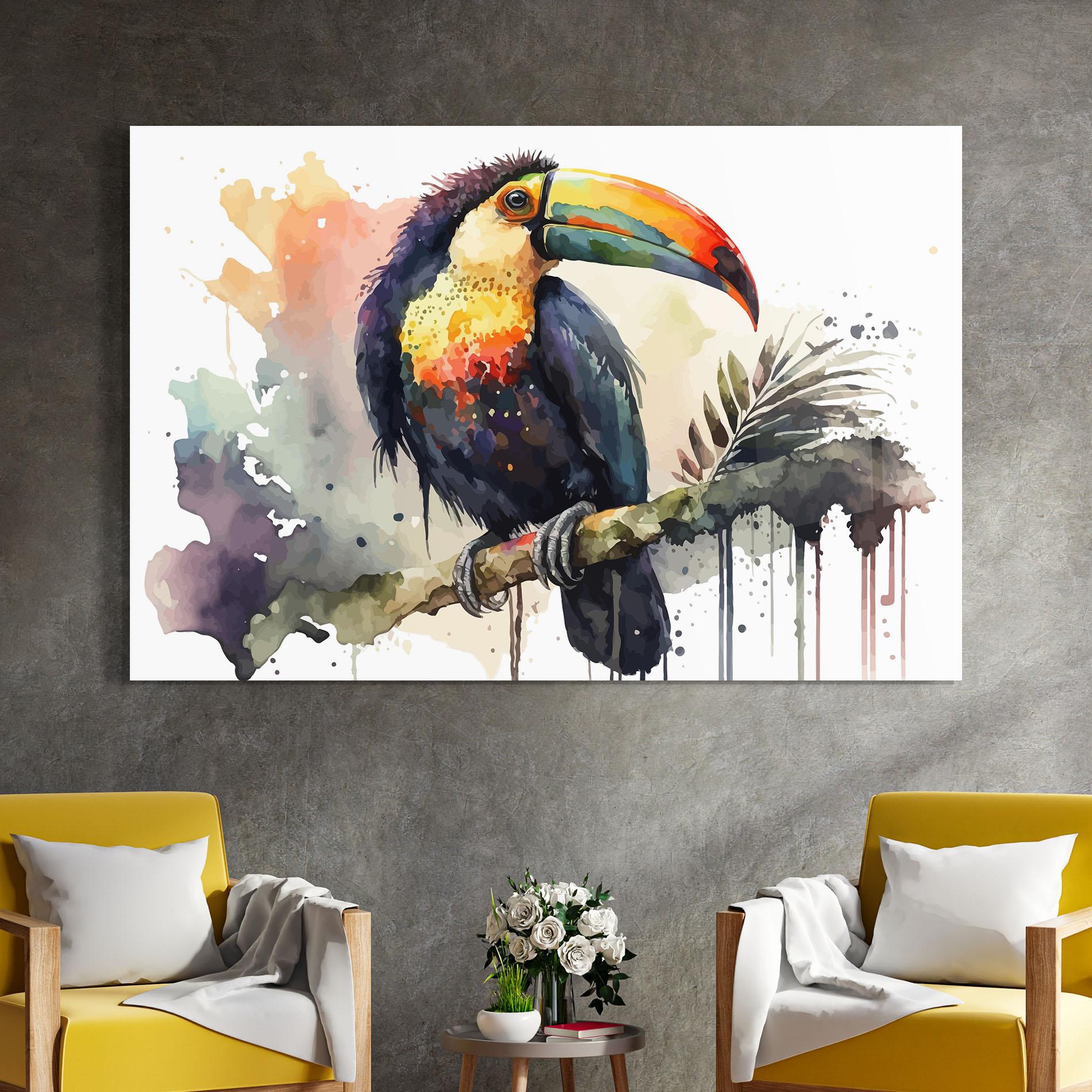 Tablou Sticla Beautiful Toucan Art mockup 4