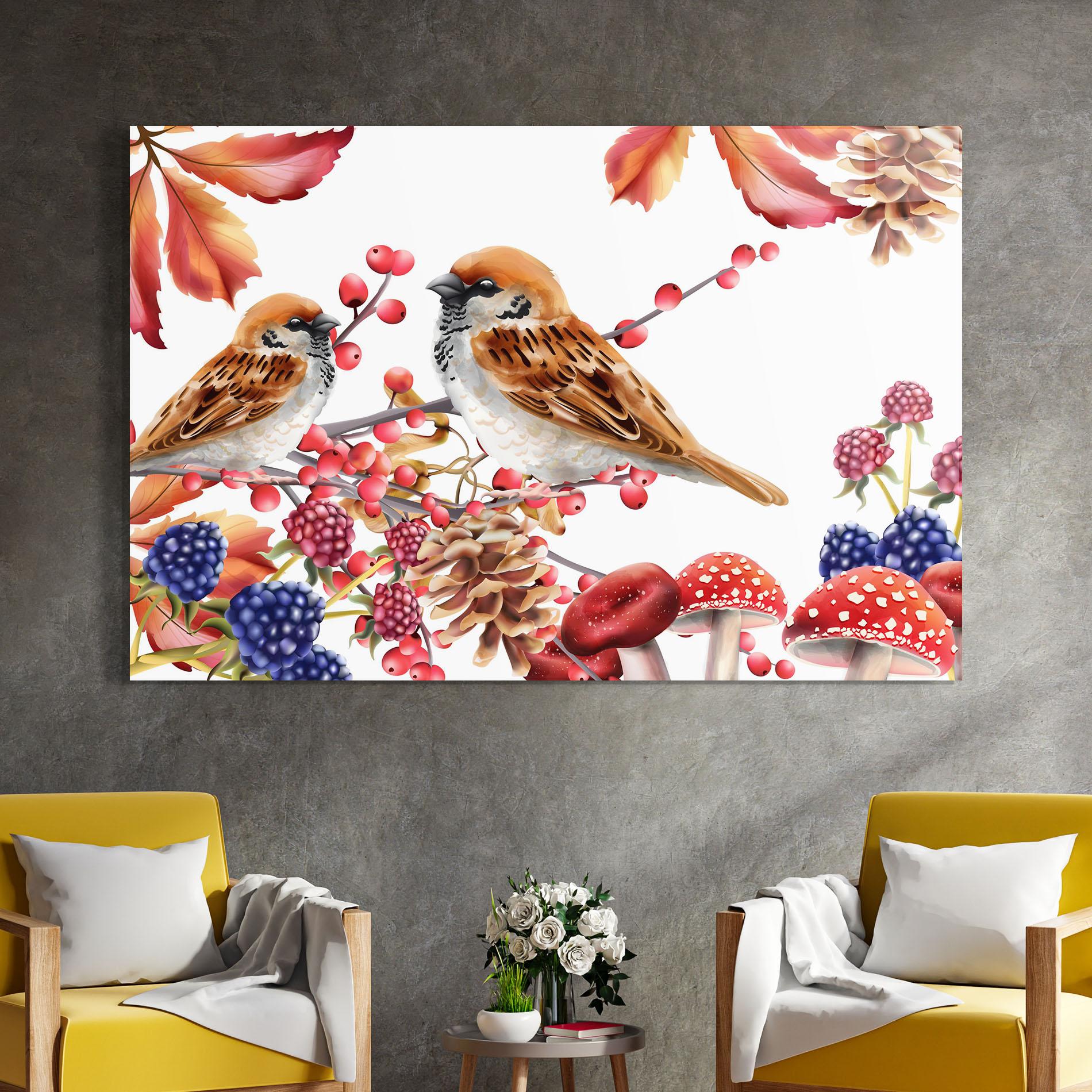 Tablou Sticla Birds And Berries mockup 4