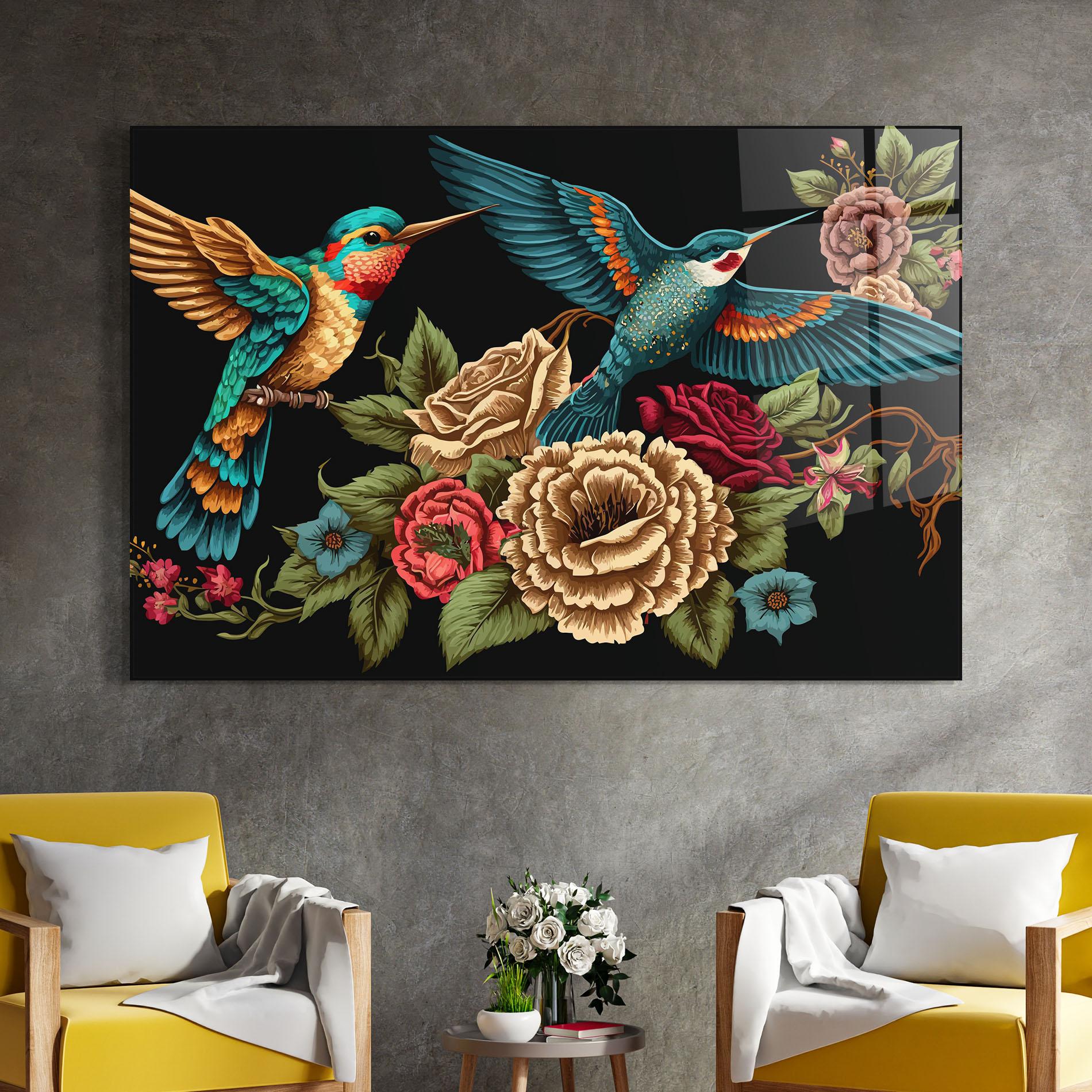 Tablou Sticla Blue Birds mockup 4