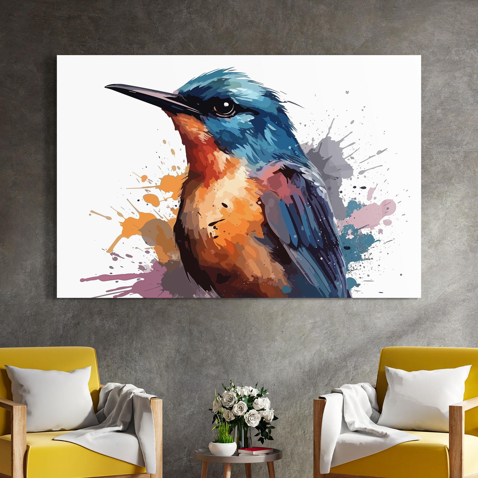 Tablou Sticla Brush Style Bird mockup 4