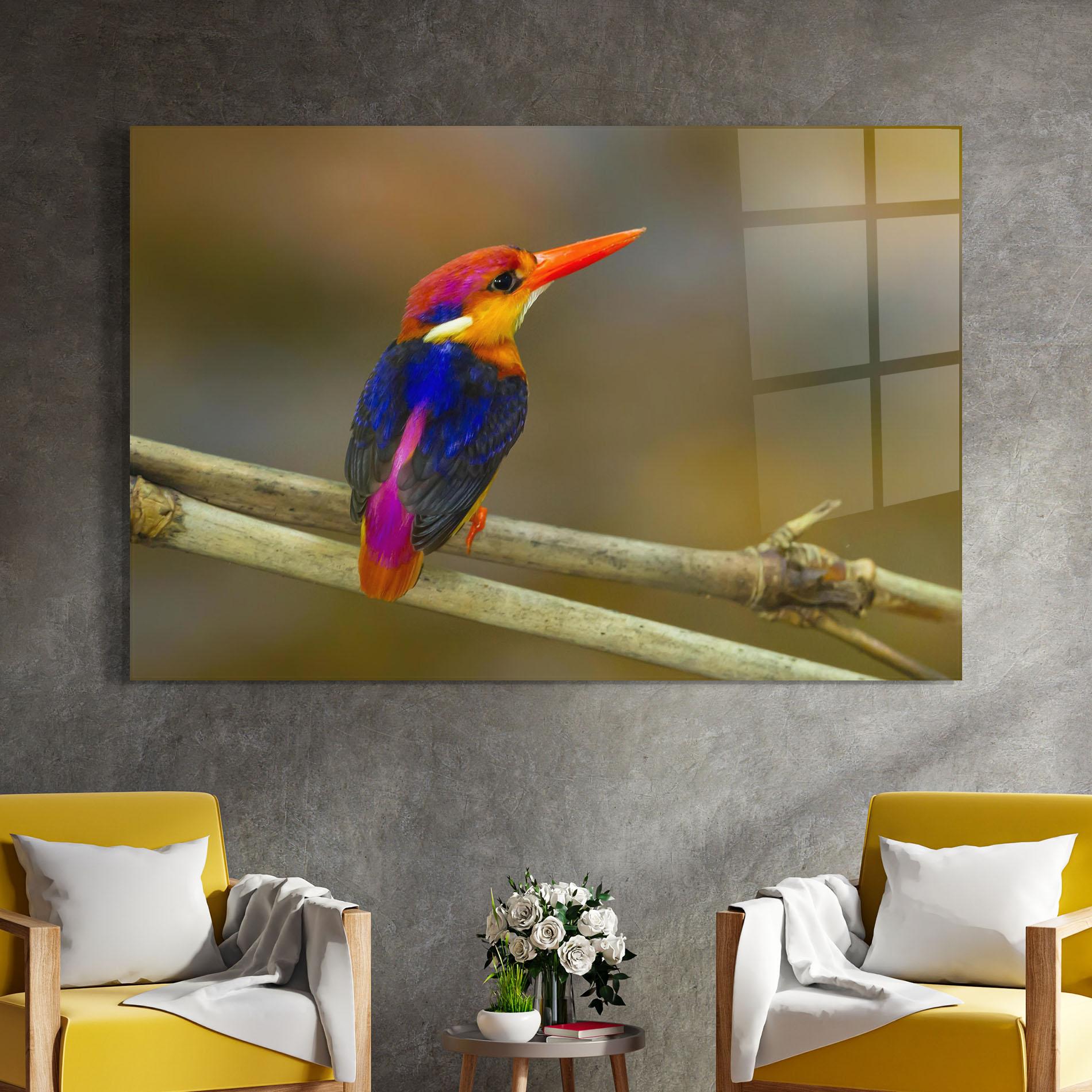 Tablou Sticla Colorful Bird mockup 4