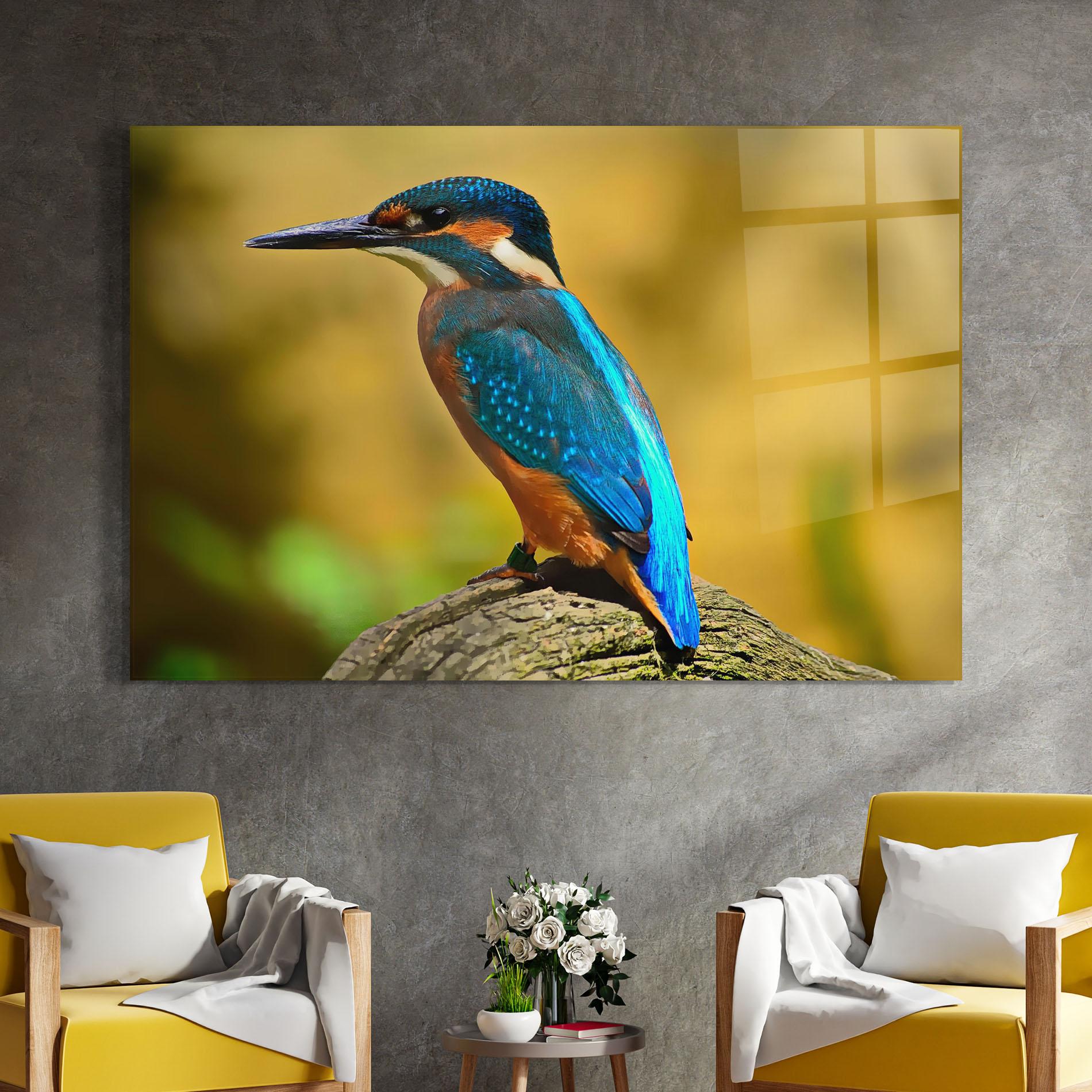 Tablou Sticla Cute Blue Bird mockup 4