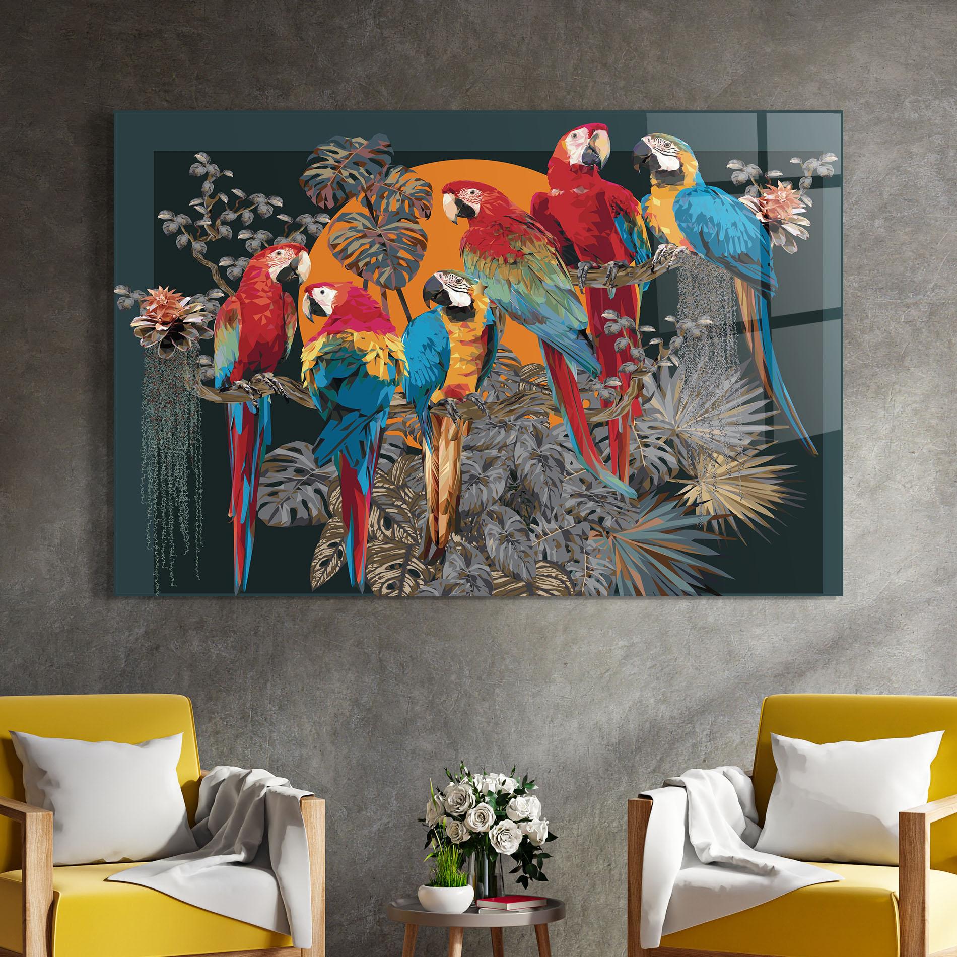 Tablou Sticla Family Parrot mockup 4