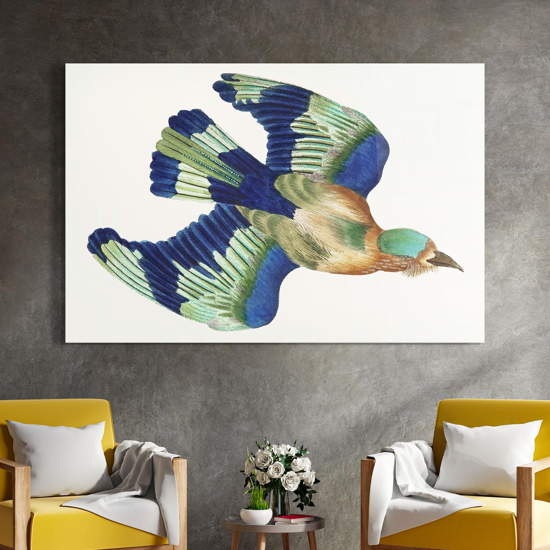 Tablou Sticla Green Blue Bird mockup 4