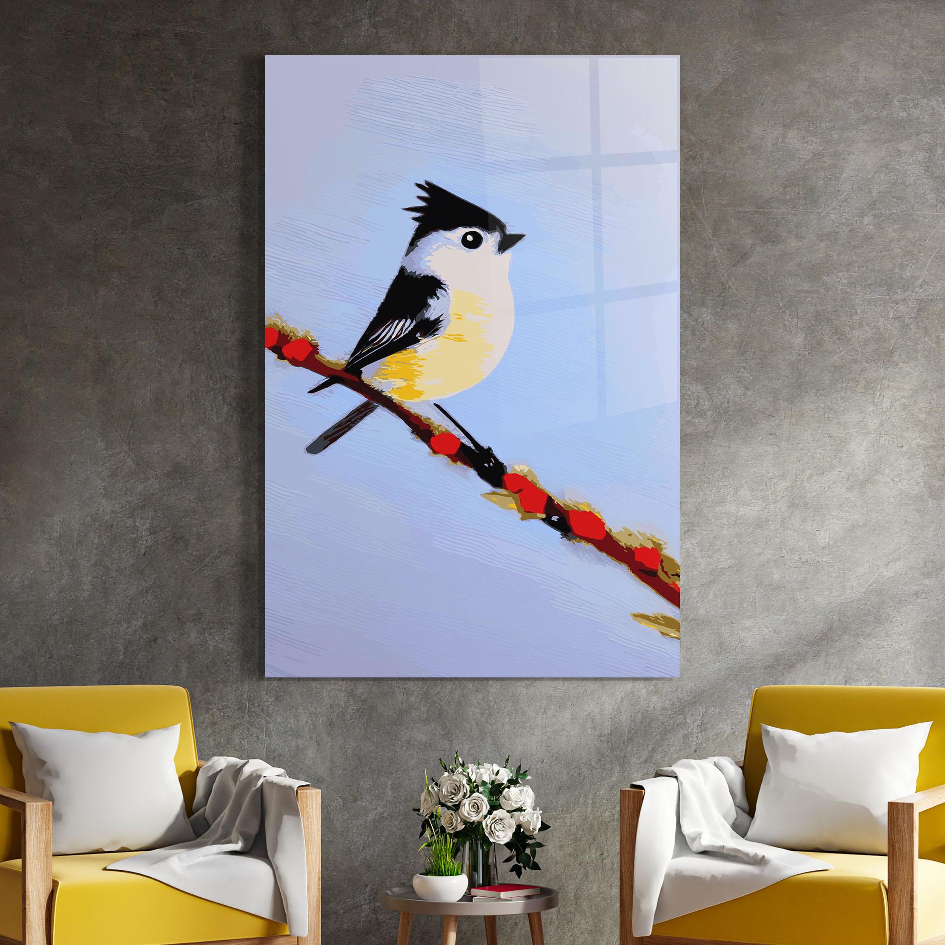 Tablou Sticla Bird Painting mockup 4