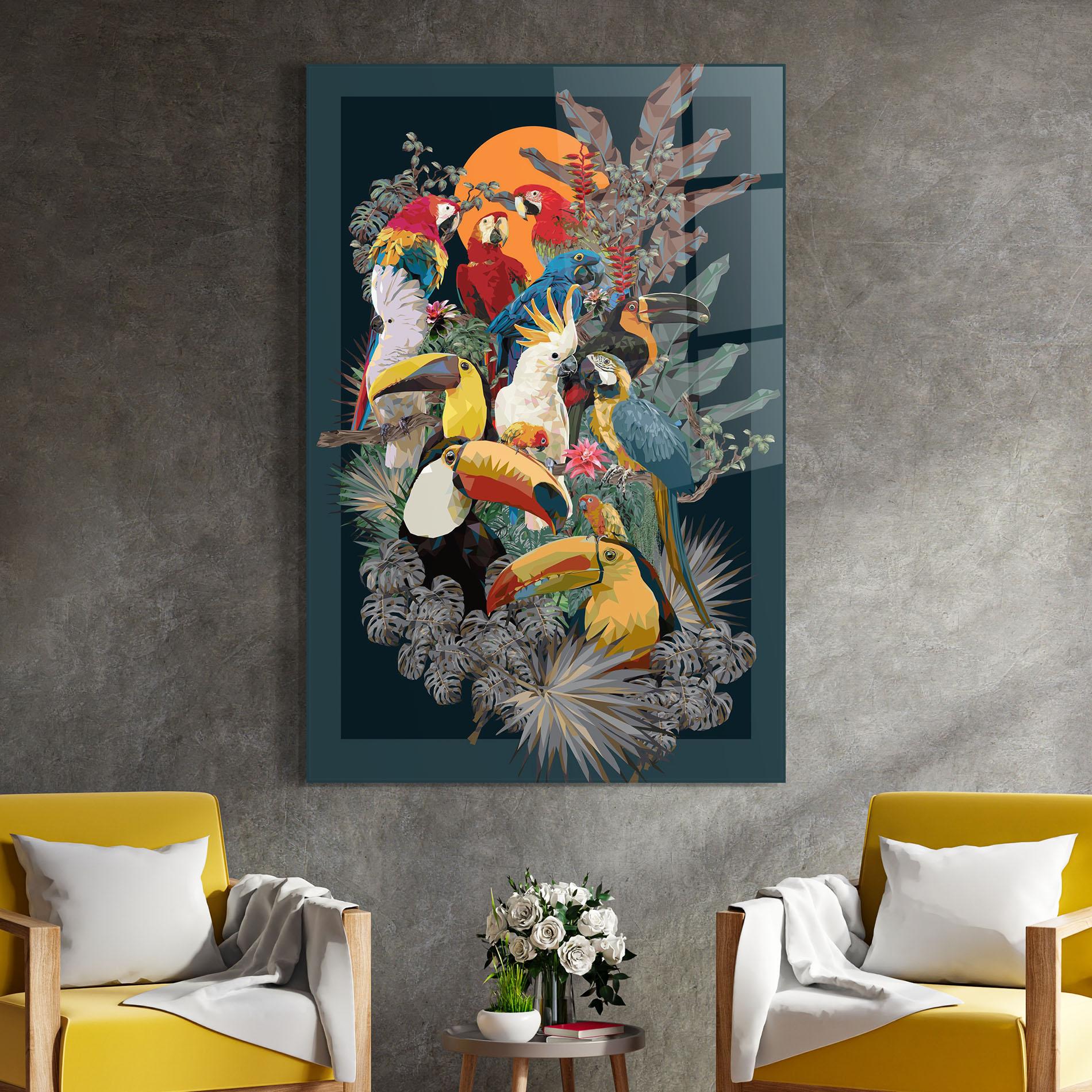 Tablou Sticla Birds And Plants mockup 4