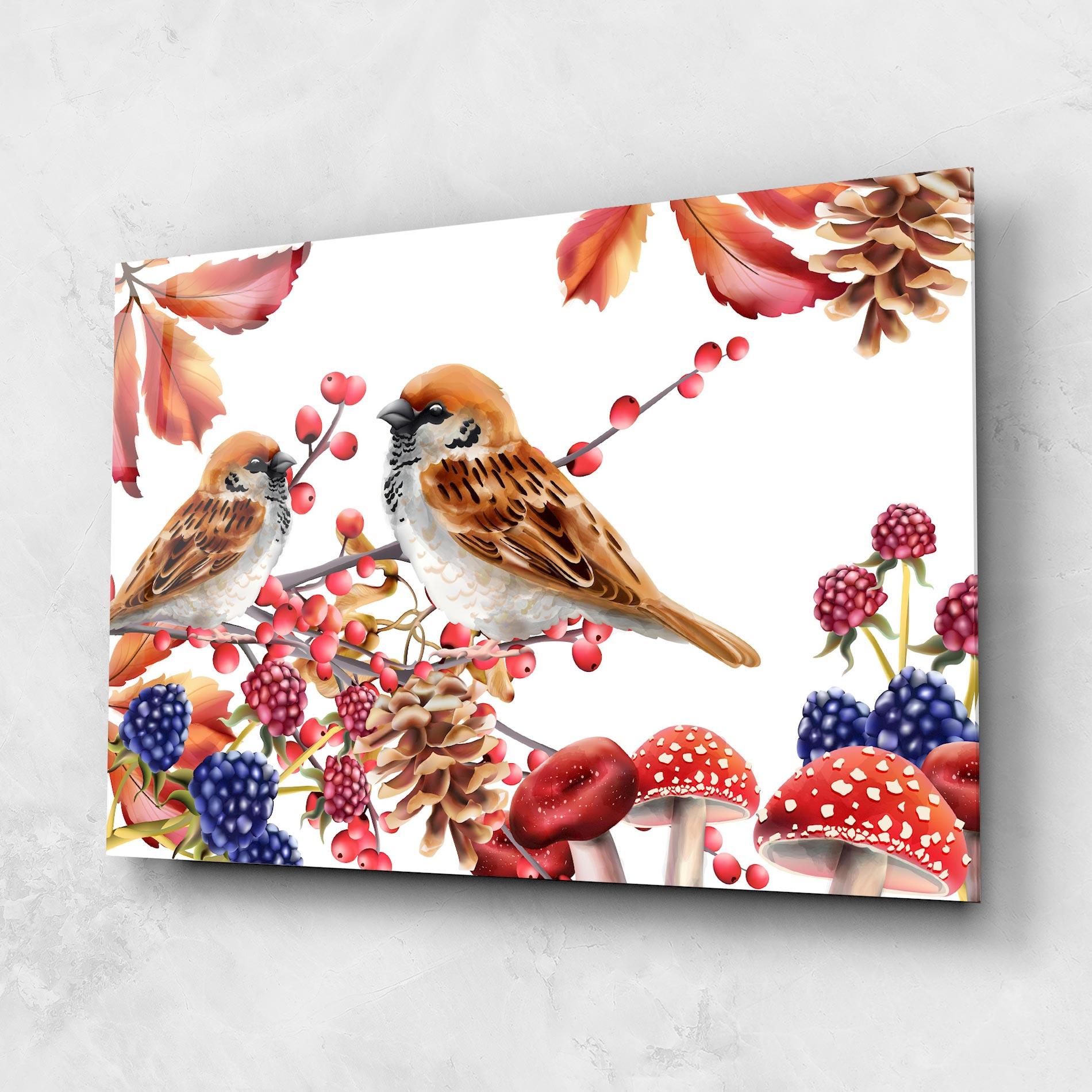 Tablou Sticla Birds And Berries mockup 1