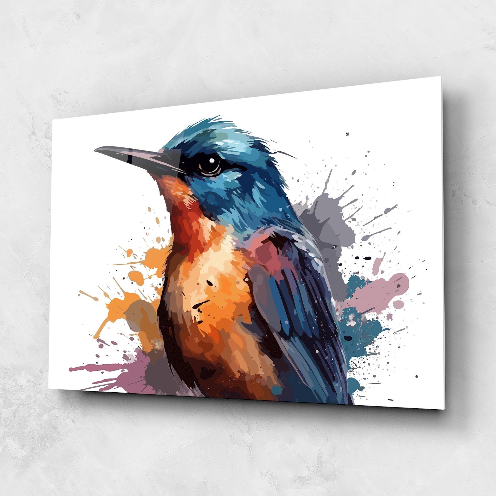 Tablou Sticla Brush Style Bird mockup 1