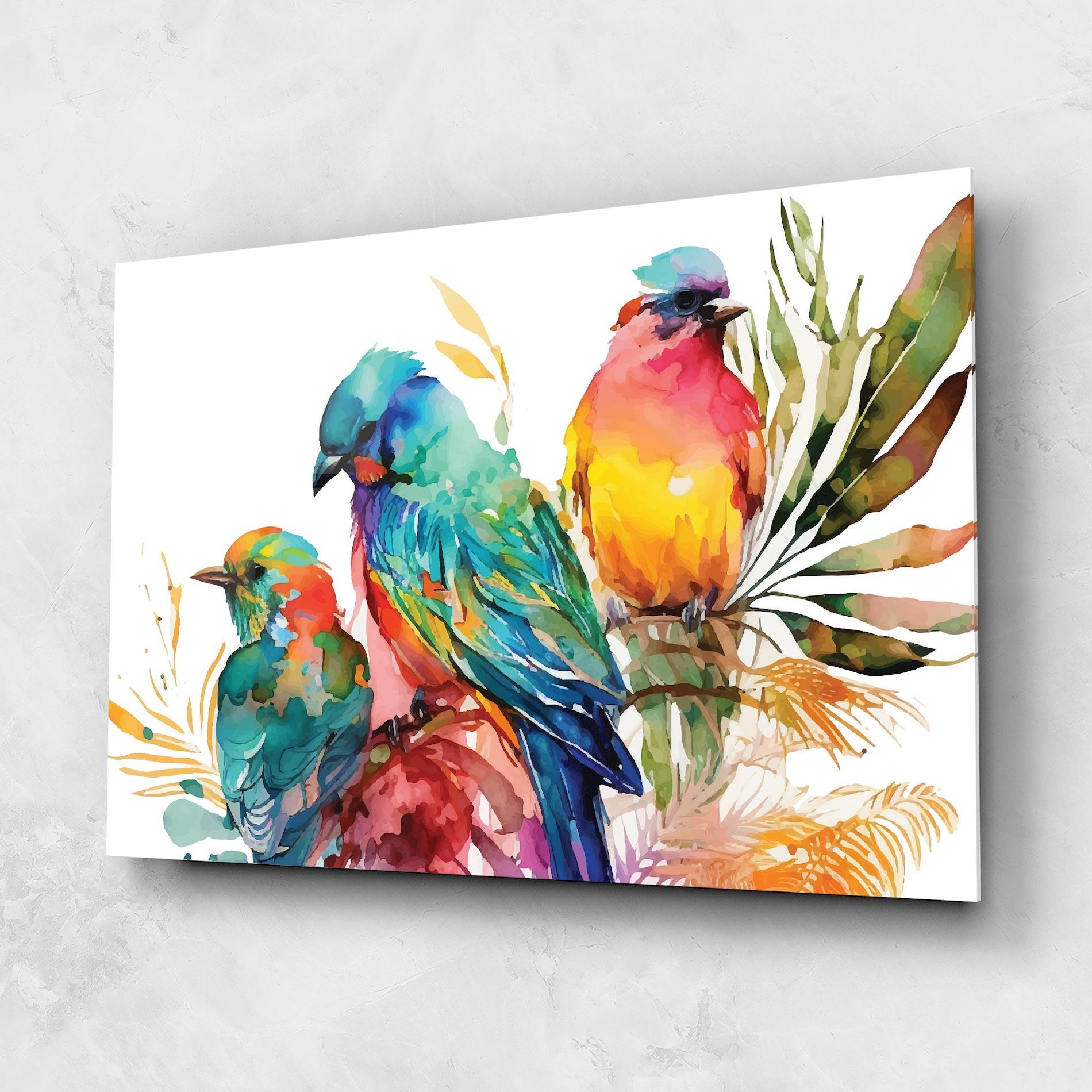 Tablou Sticla Colorful Birds mockup 1