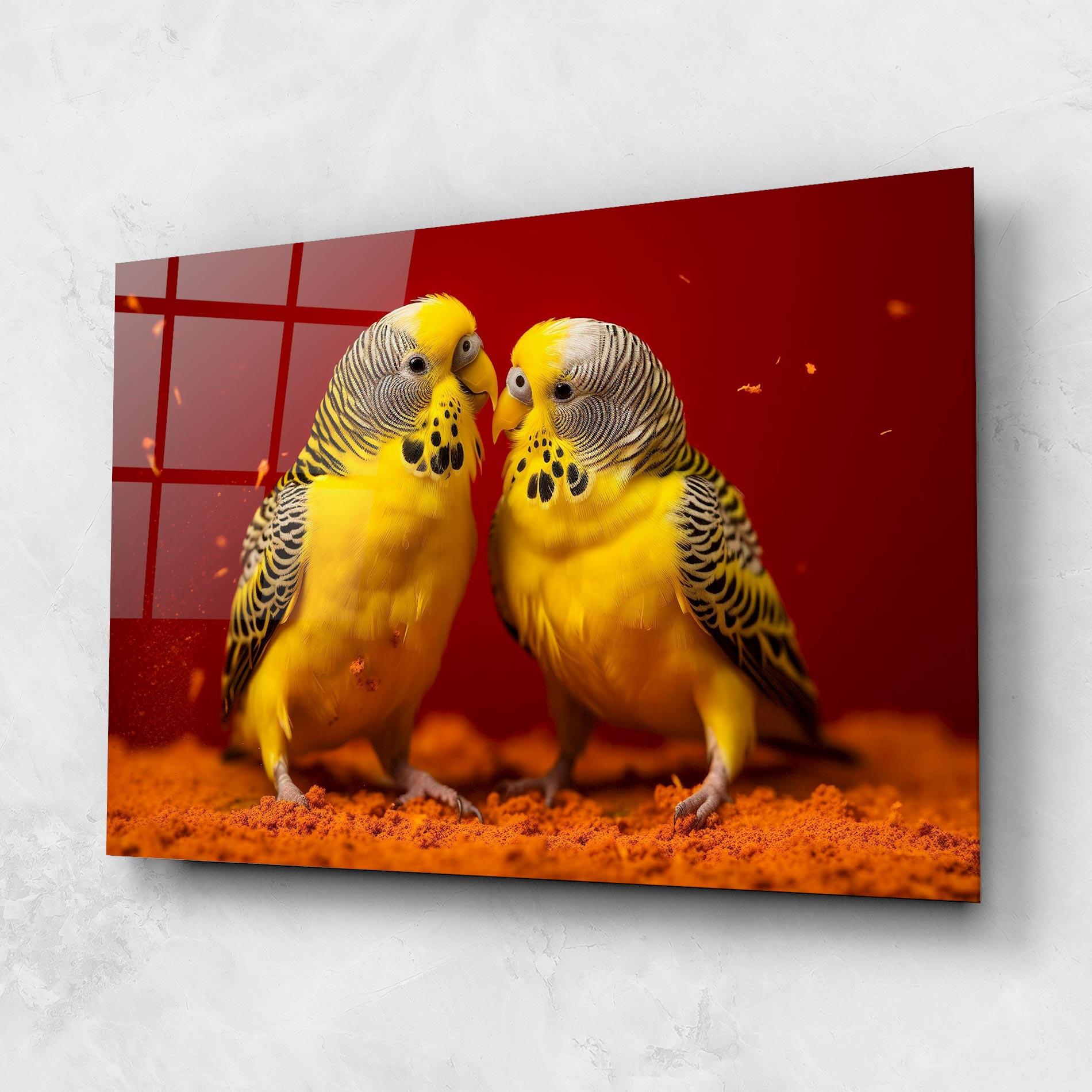 Tablou Sticla Cute Yellow Birds mockup 1