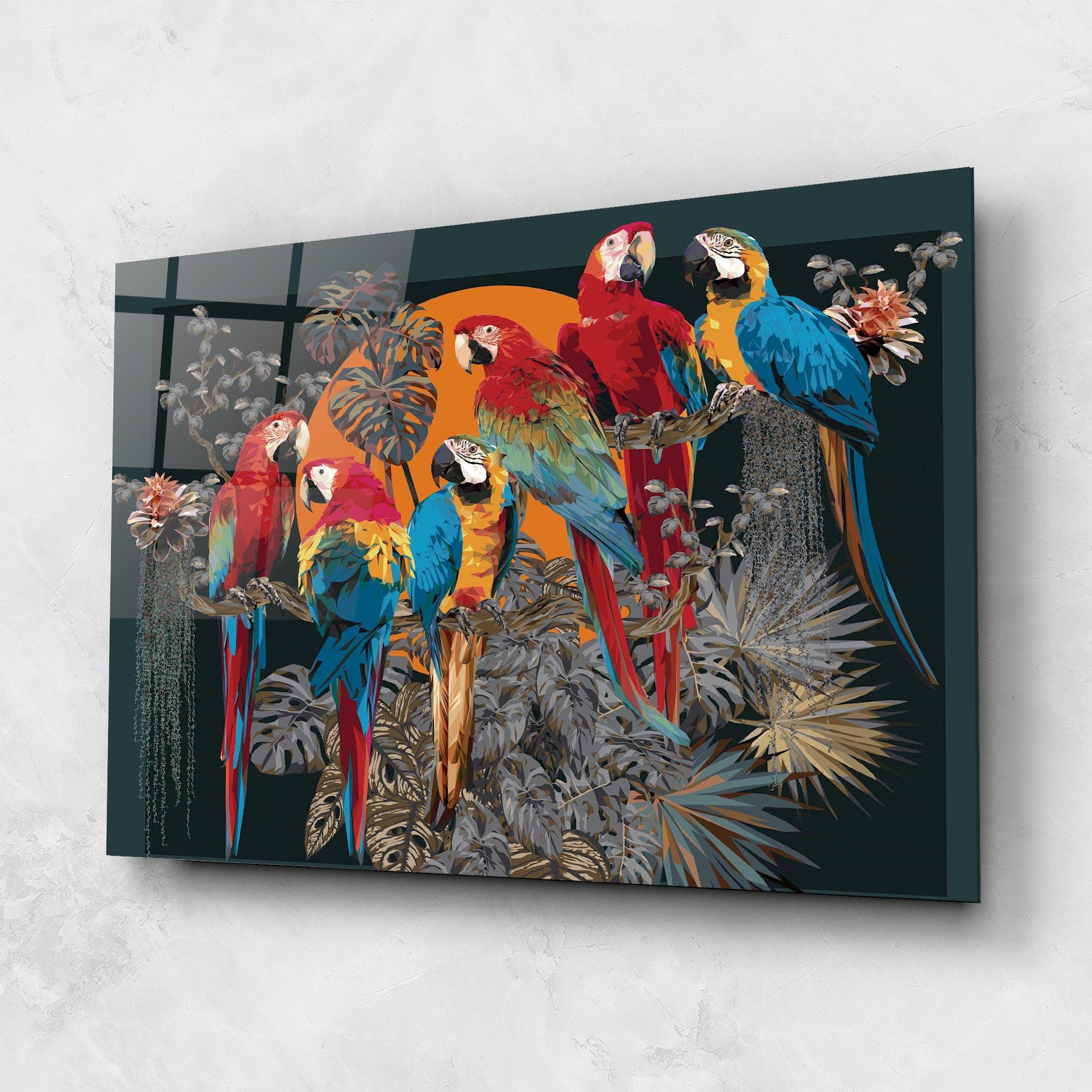 Tablou Sticla Family Parrot mockup 1