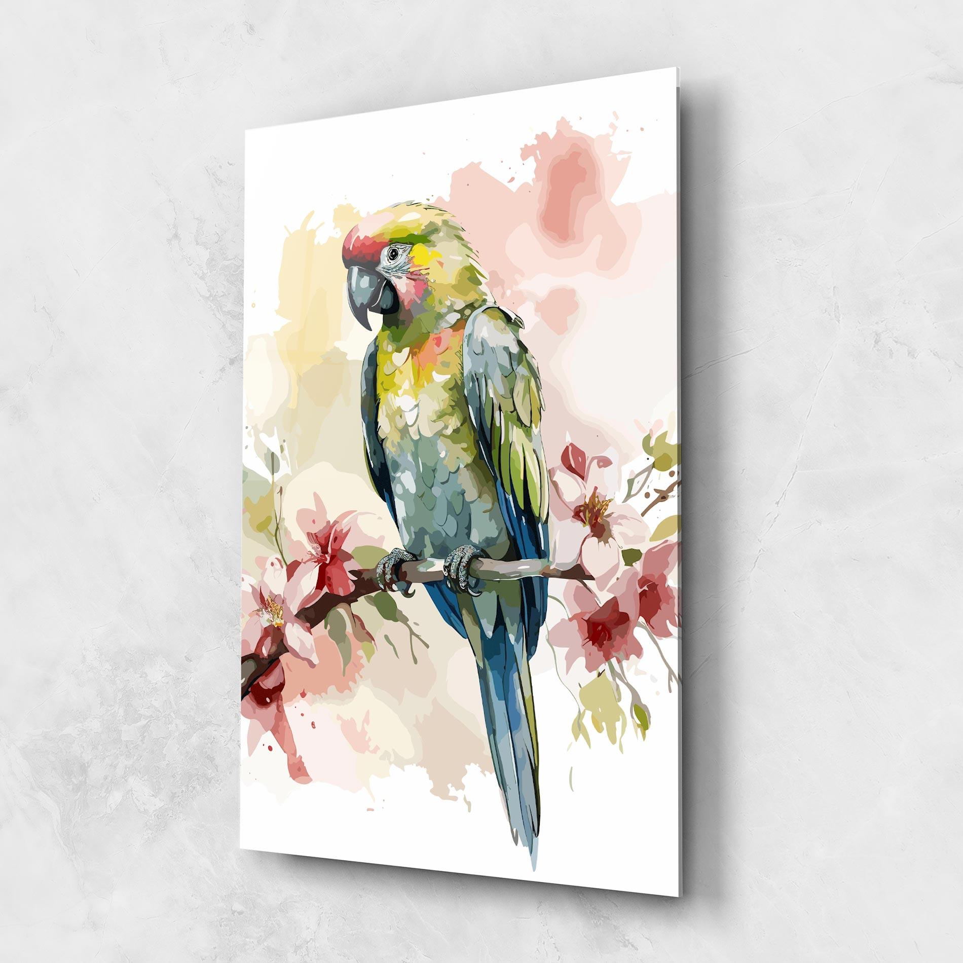 Tablou Sticla Beautiful Parrot mockup 1