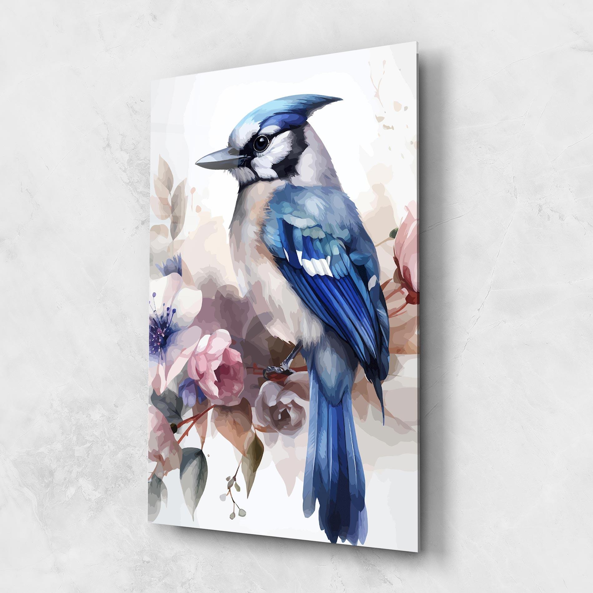 Tablou Sticla Bird Pretty Blue mockup 1