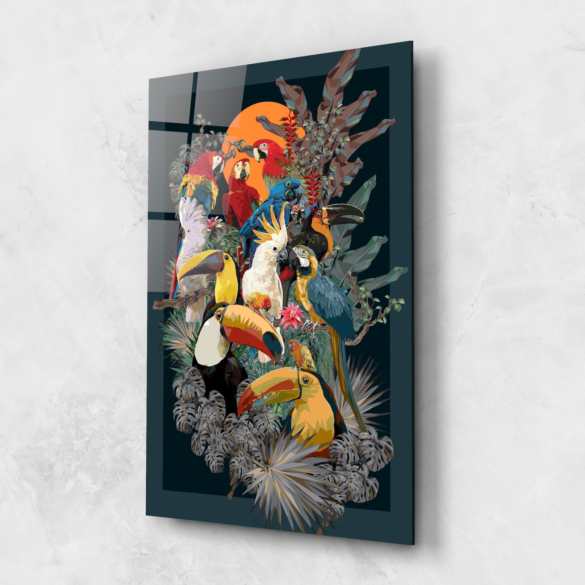 Tablou Sticla Birds And Plants mockup 1