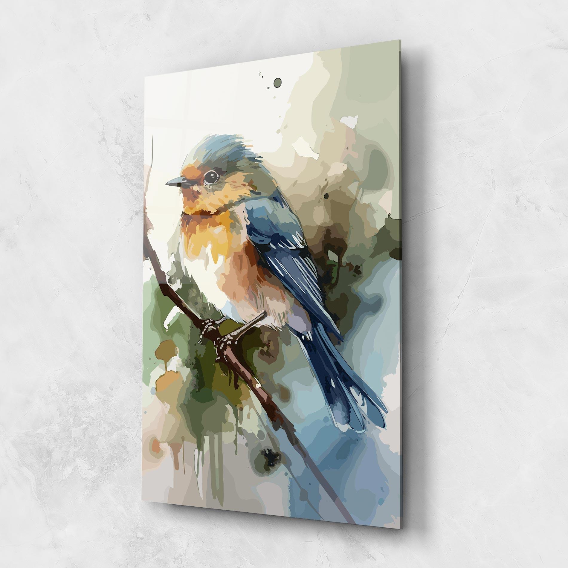 Tablou Sticla Blue Pretty Bird mockup 1
