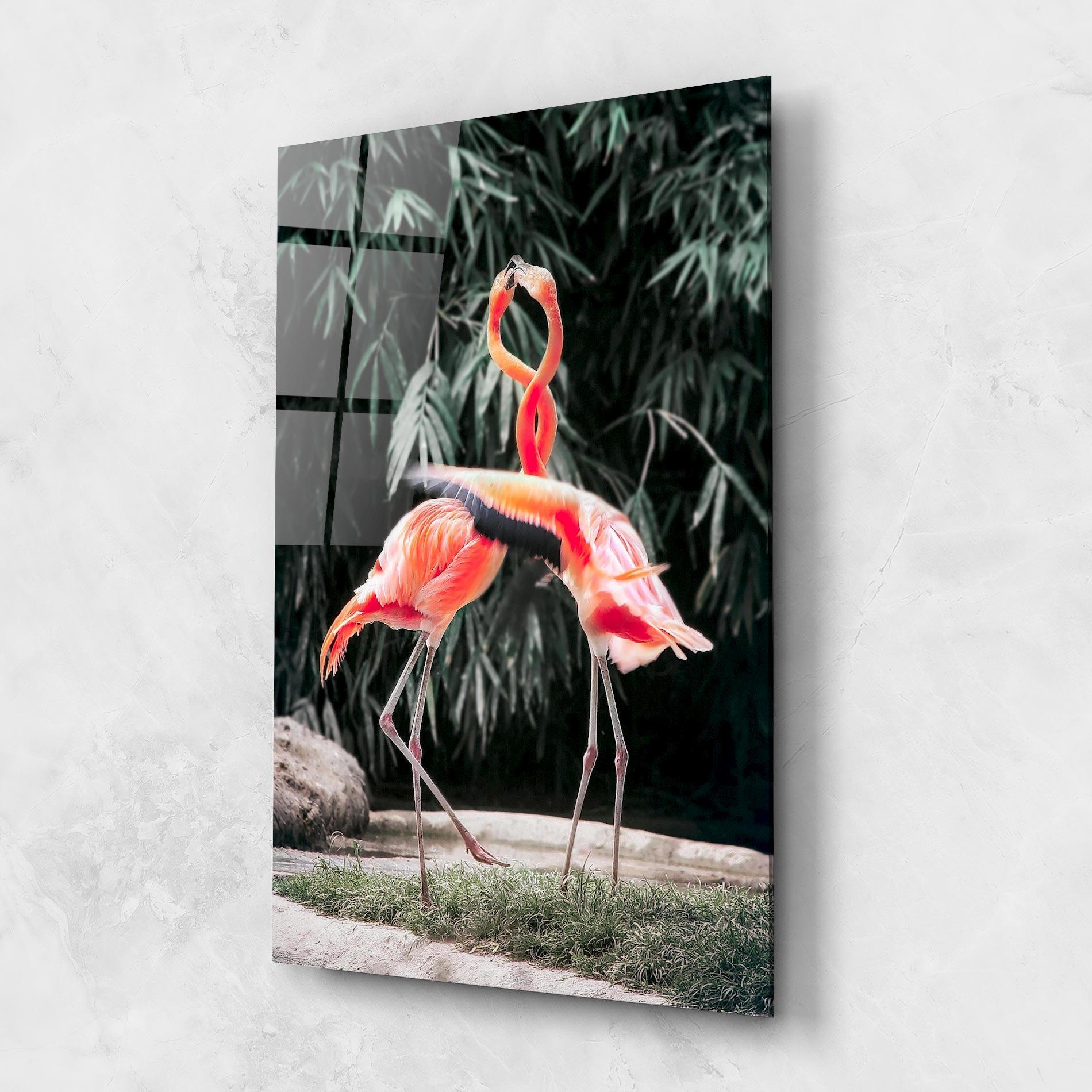 Tablou Sticla Flamingo Love mockup 1