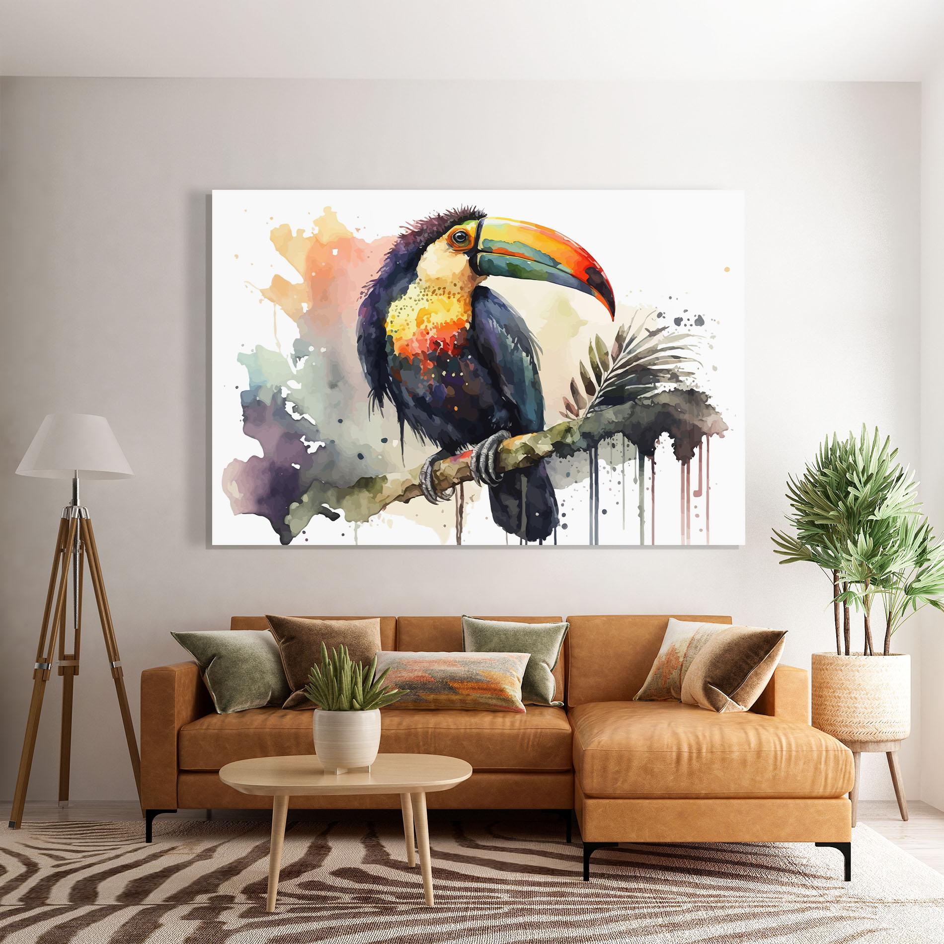 Tablou Sticla Beautiful Toucan Art mockup 7