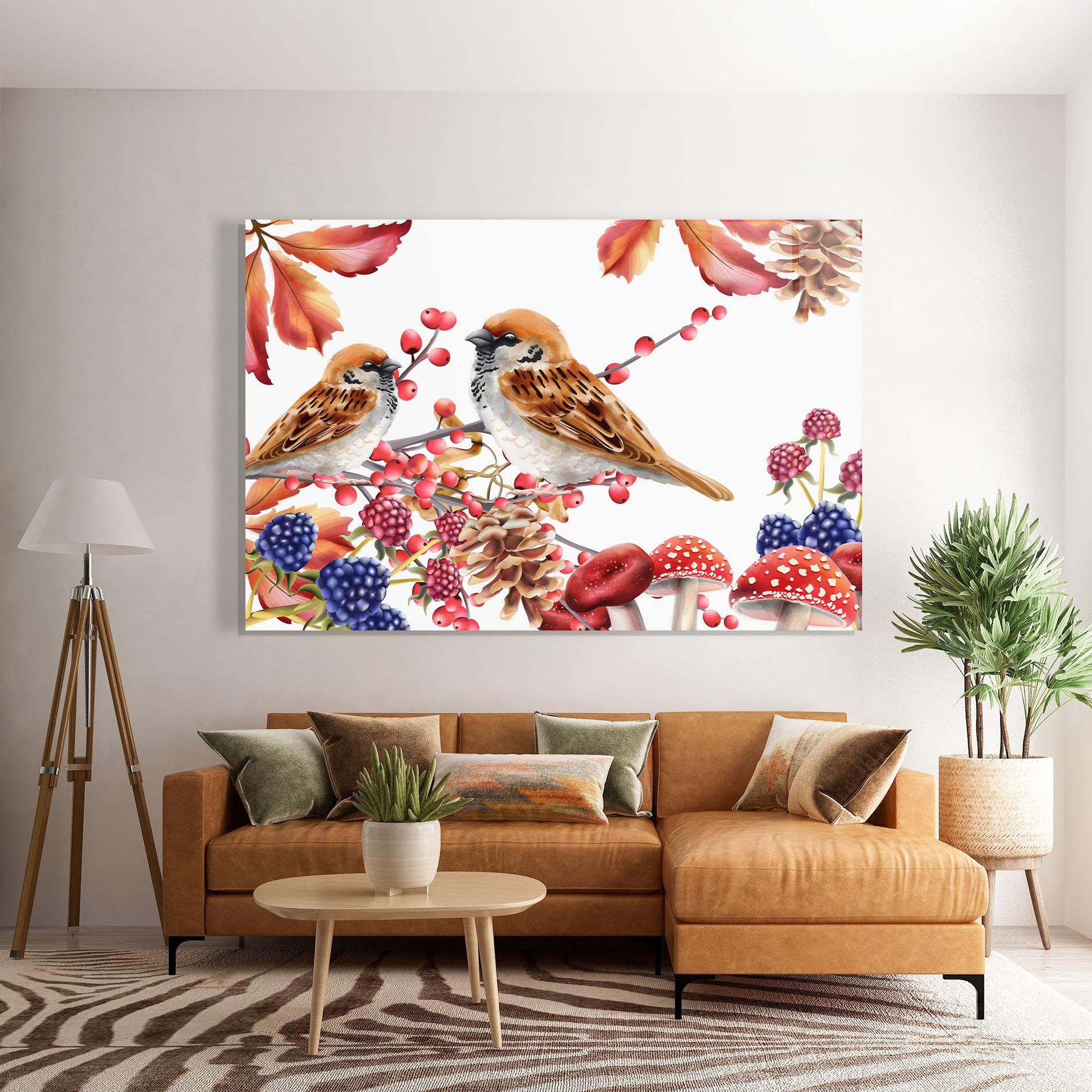 Tablou Sticla Birds And Berries mockup 7