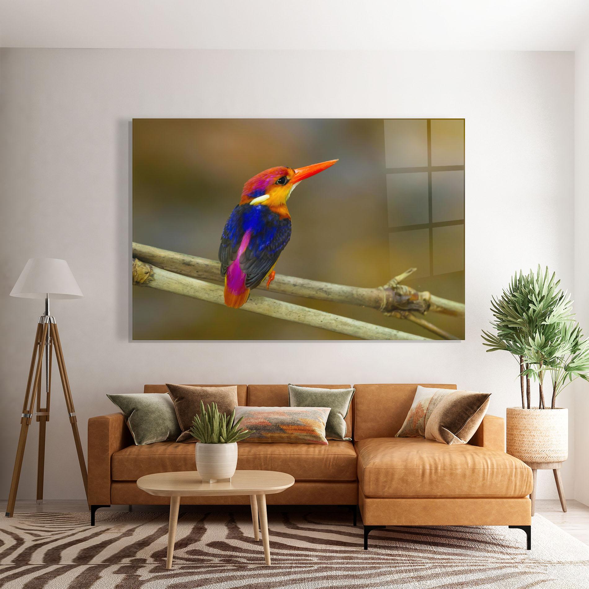 Tablou Sticla Colorful Bird mockup 7