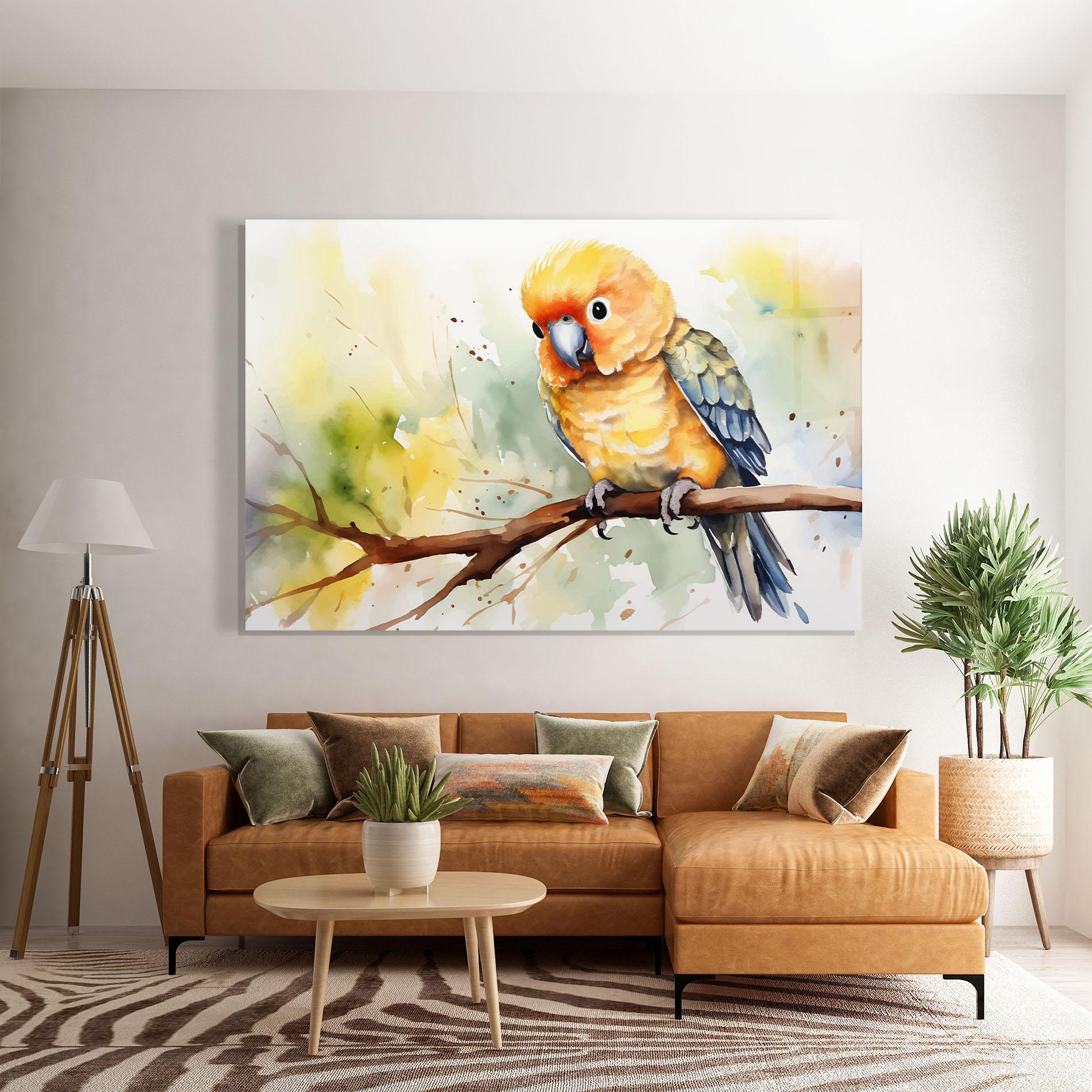 Tablou Sticla Cute Baby Parrot mockup 7
