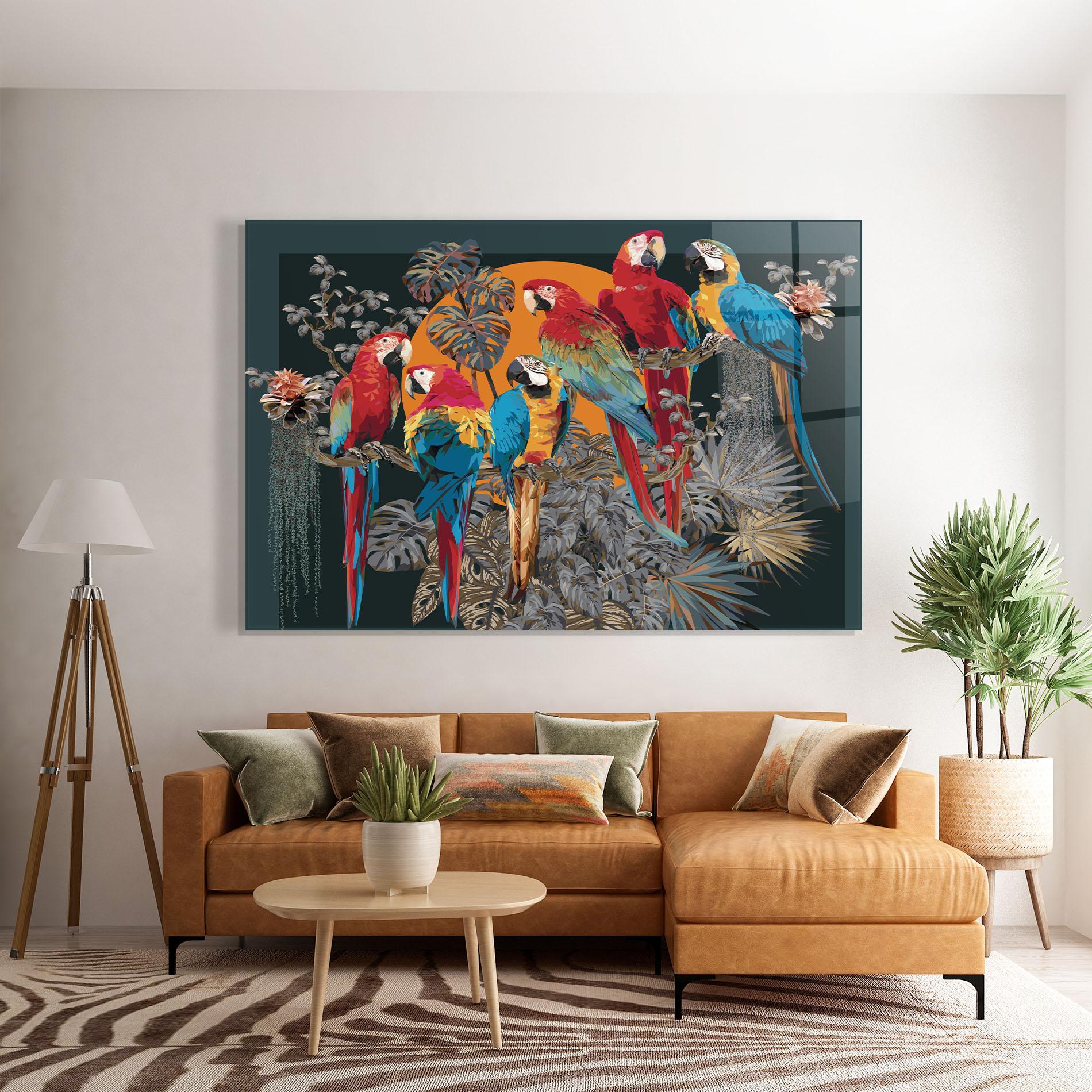 Tablou Sticla Family Parrot mockup 7