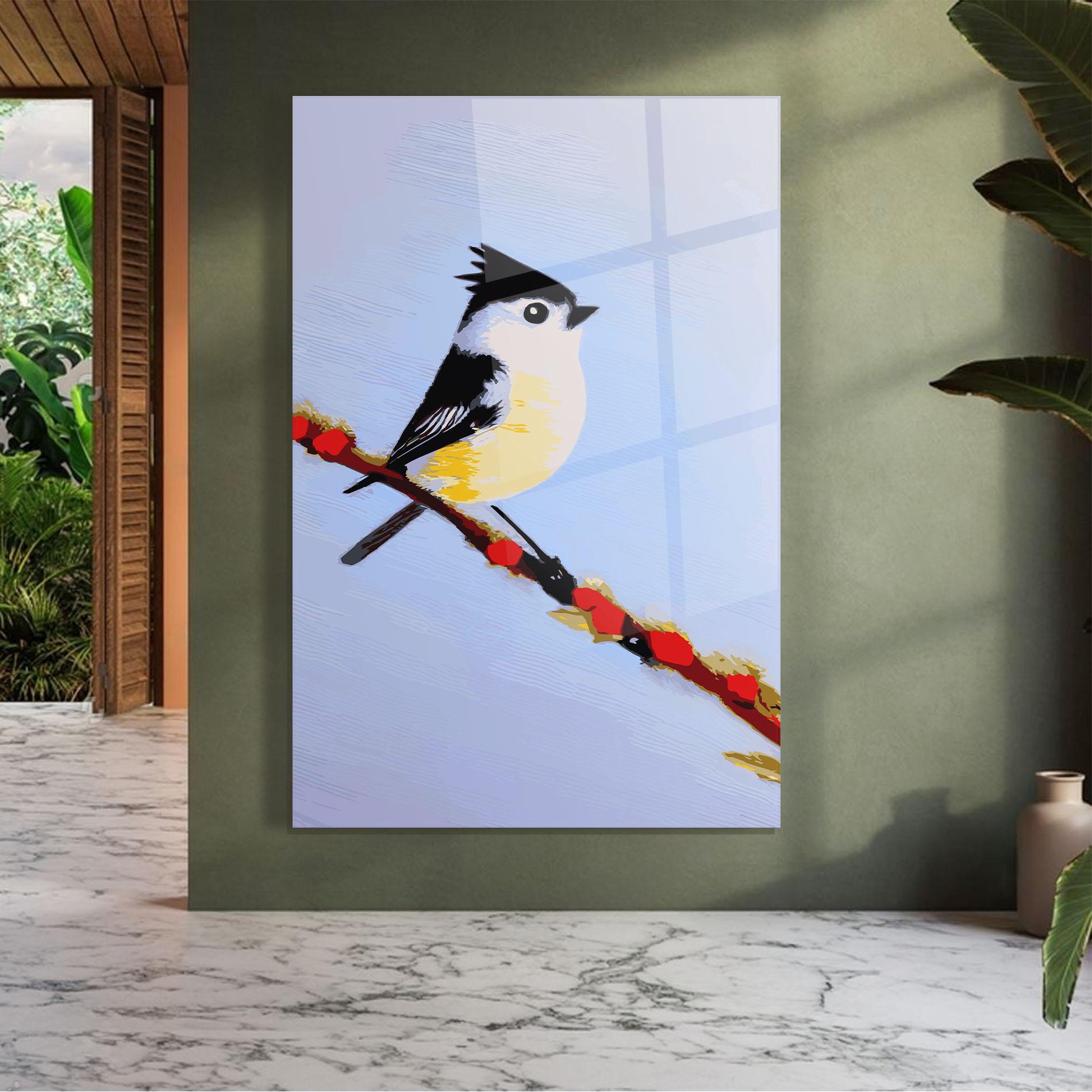 Tablou Sticla Bird Painting mockup 7