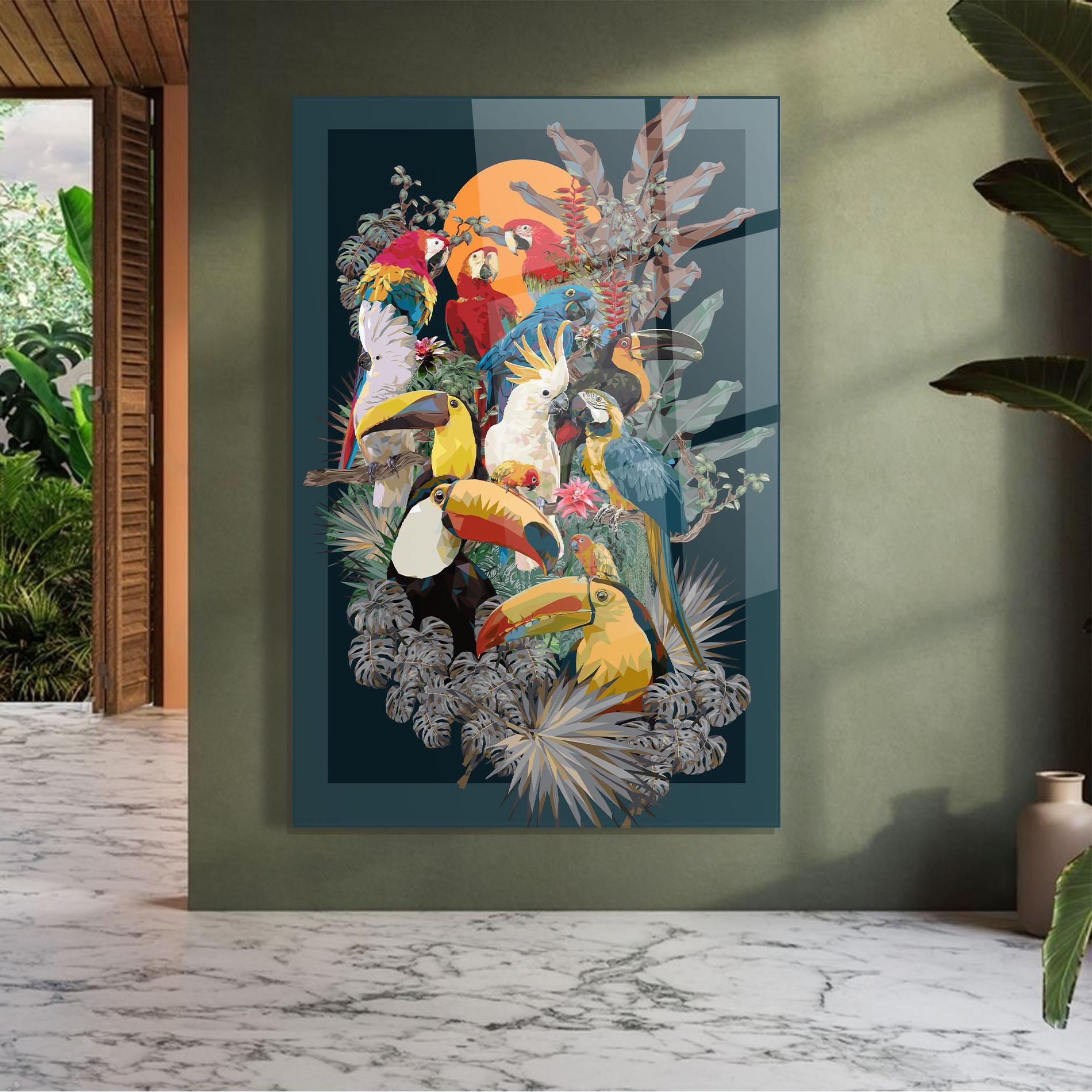 Tablou Sticla Birds And Plants mockup 7