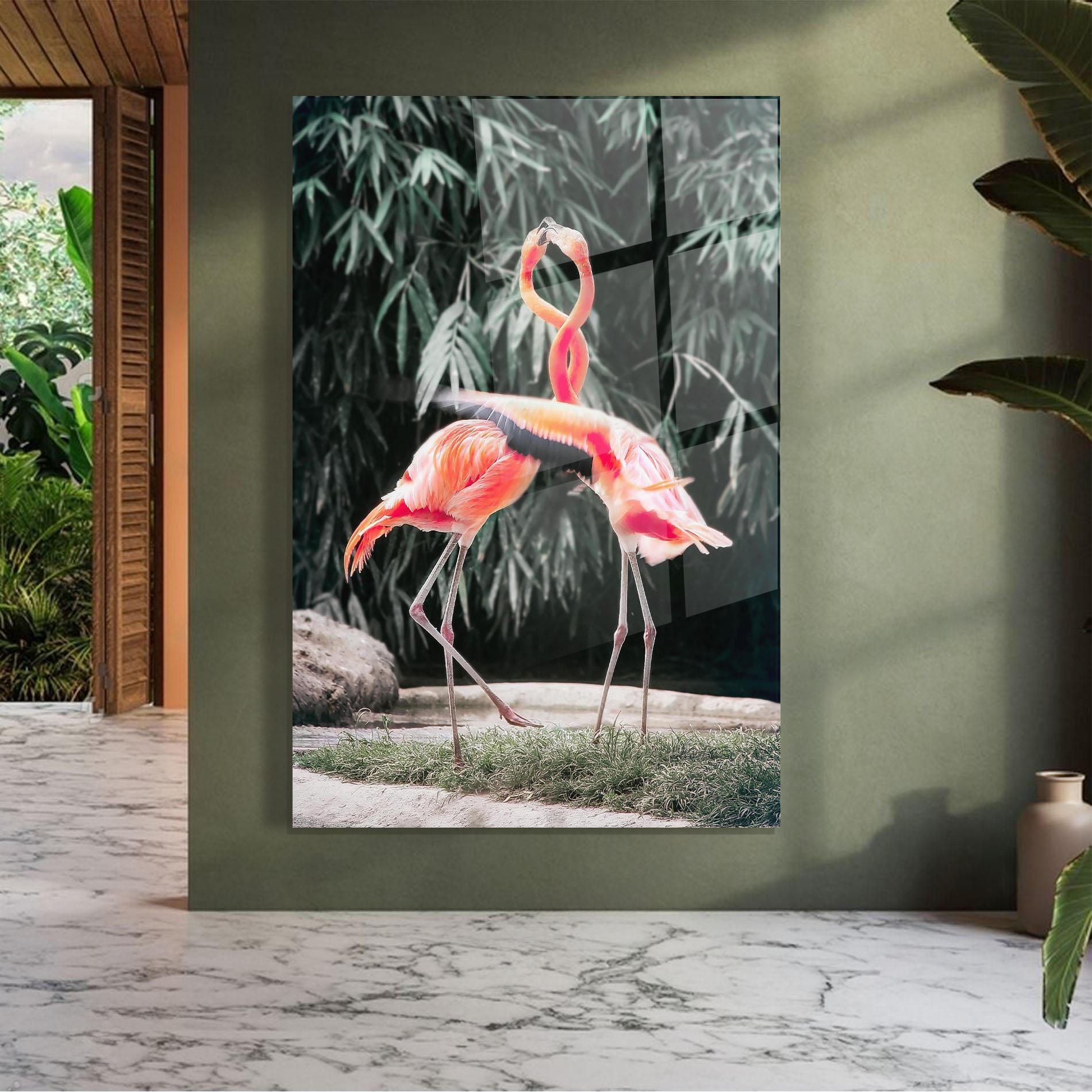 Tablou Sticla Flamingo Love mockup 7