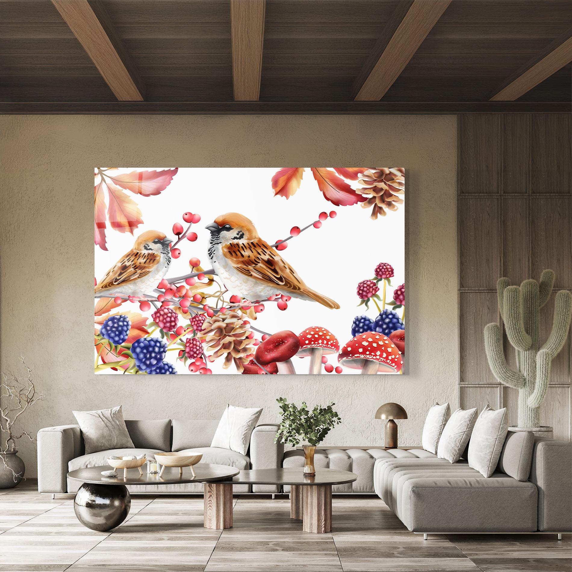 Tablou Sticla Birds And Berries mockup 8