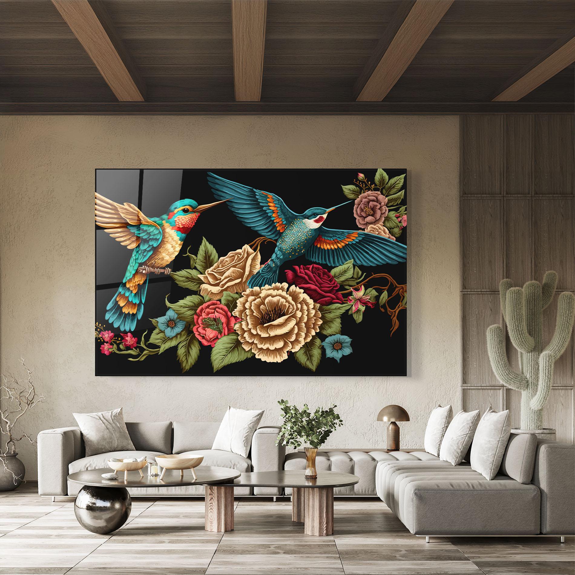 Tablou Sticla Blue Birds mockup 8