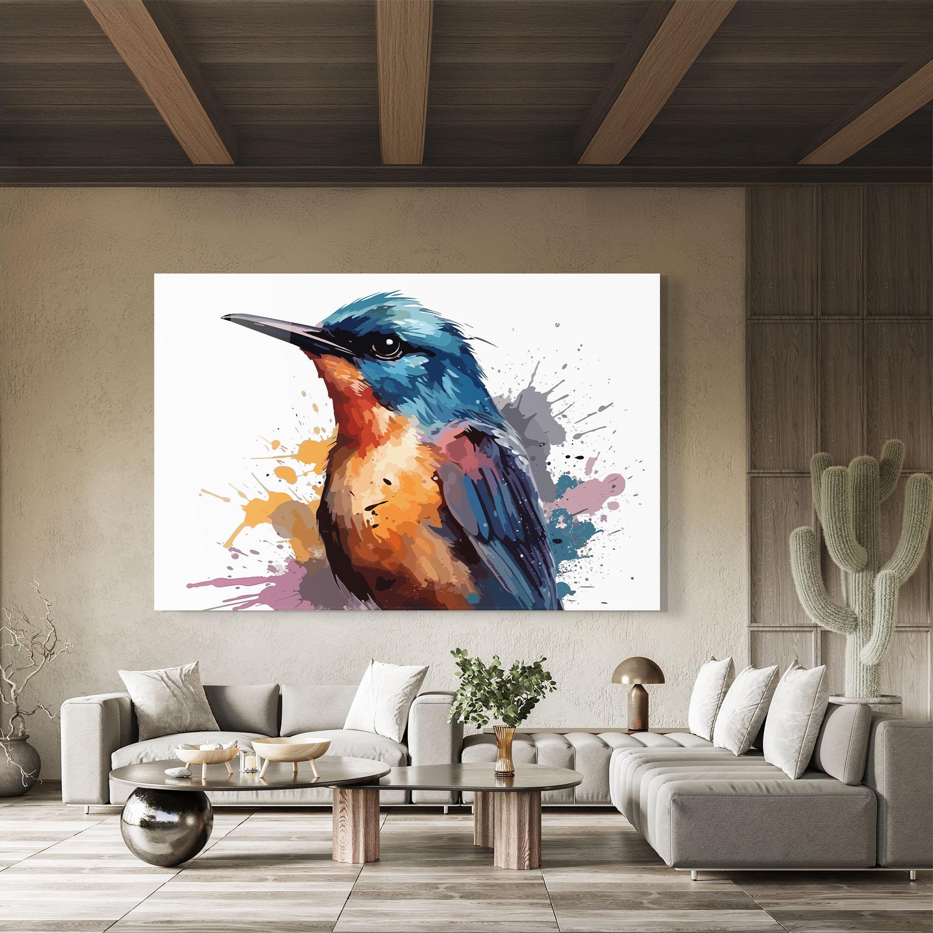 Tablou Sticla Brush Style Bird mockup 8