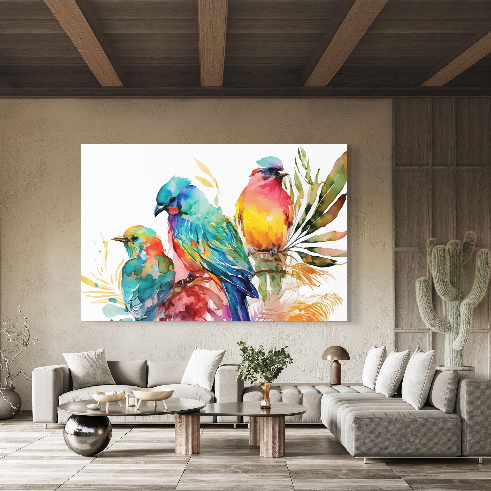 Tablou Sticla Colorful Birds mockup 8
