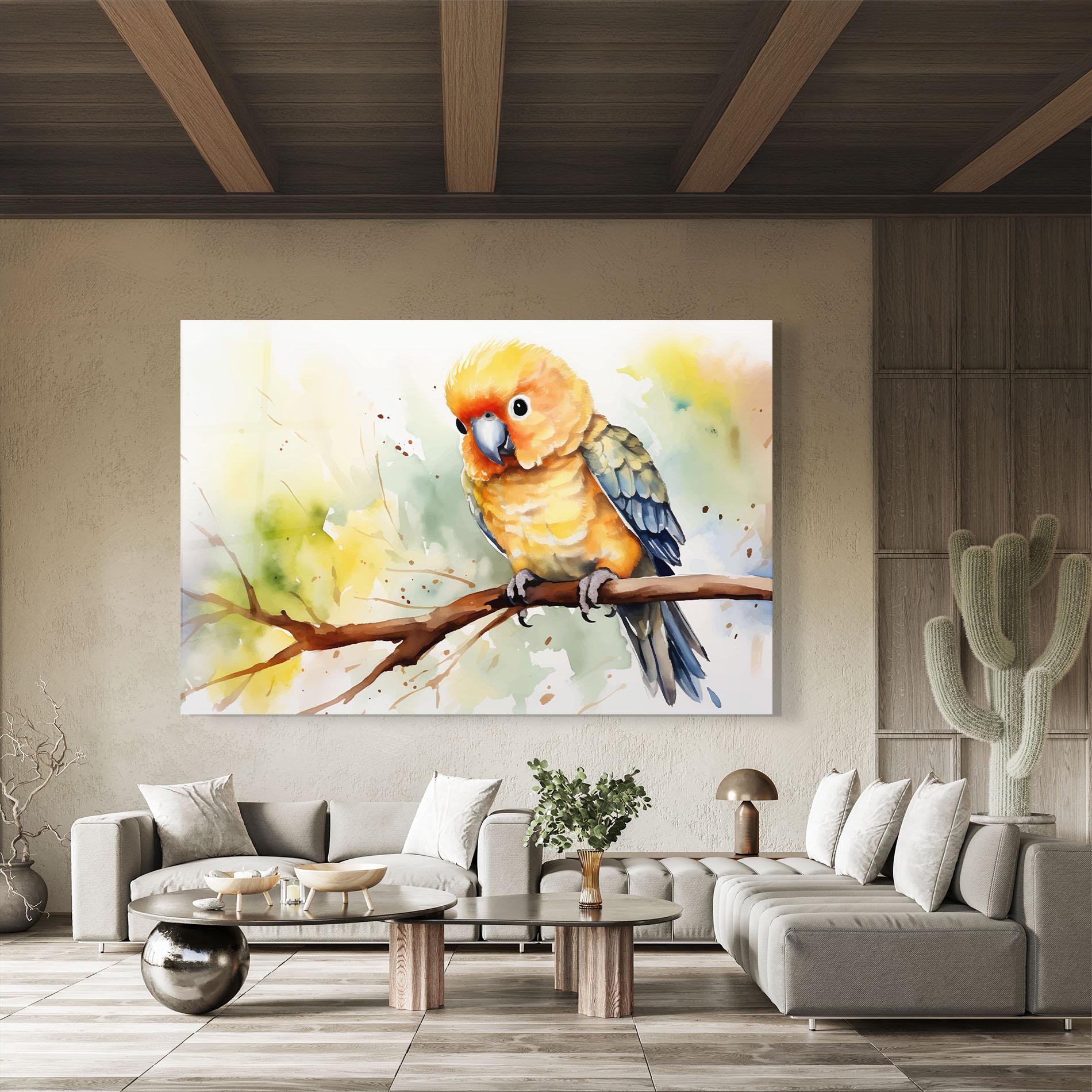 Tablou Sticla Cute Baby Parrot mockup 8