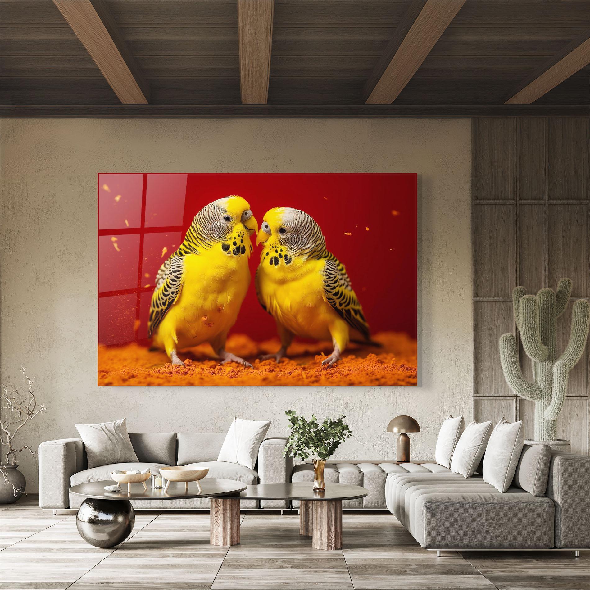 Tablou Sticla Cute Yellow Birds mockup 8