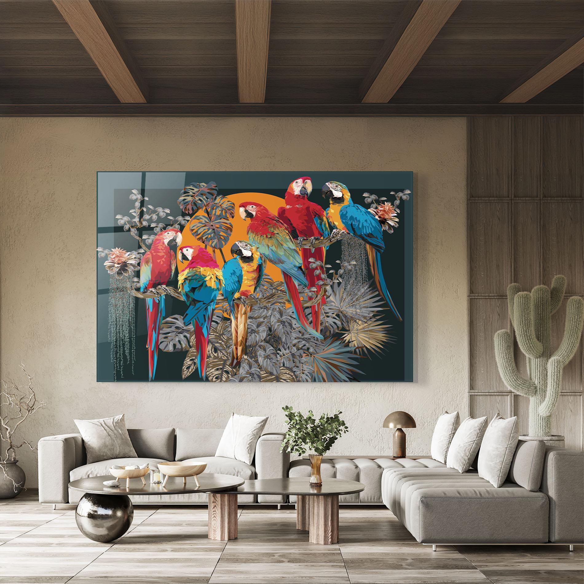 Tablou Sticla Family Parrot mockup 8