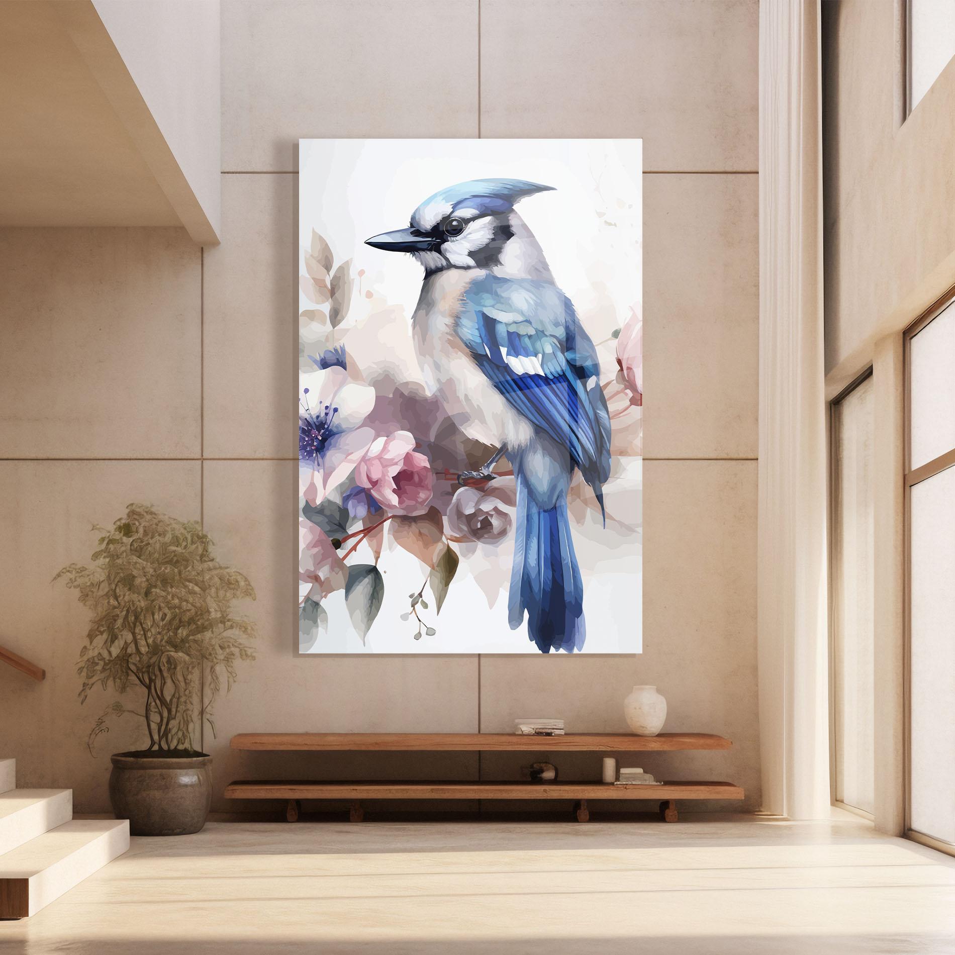 Tablou Sticla Bird Pretty Blue mockup 8