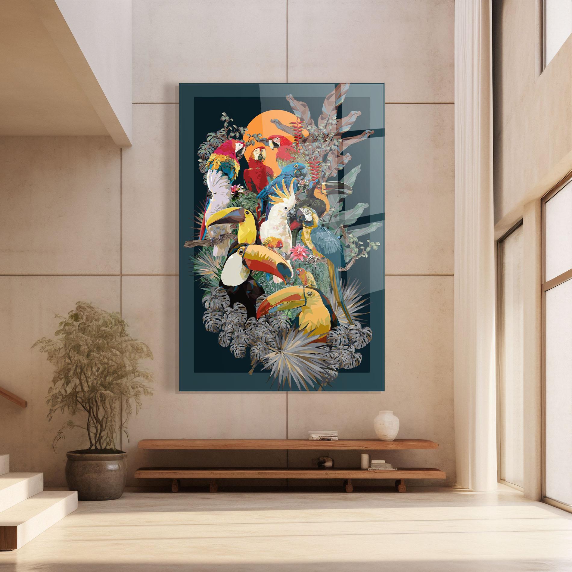 Tablou Sticla Birds And Plants mockup 8