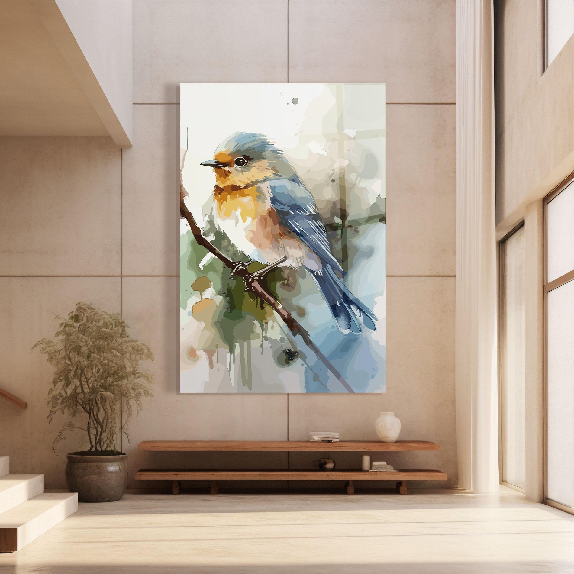Tablou Sticla Blue Pretty Bird mockup 8