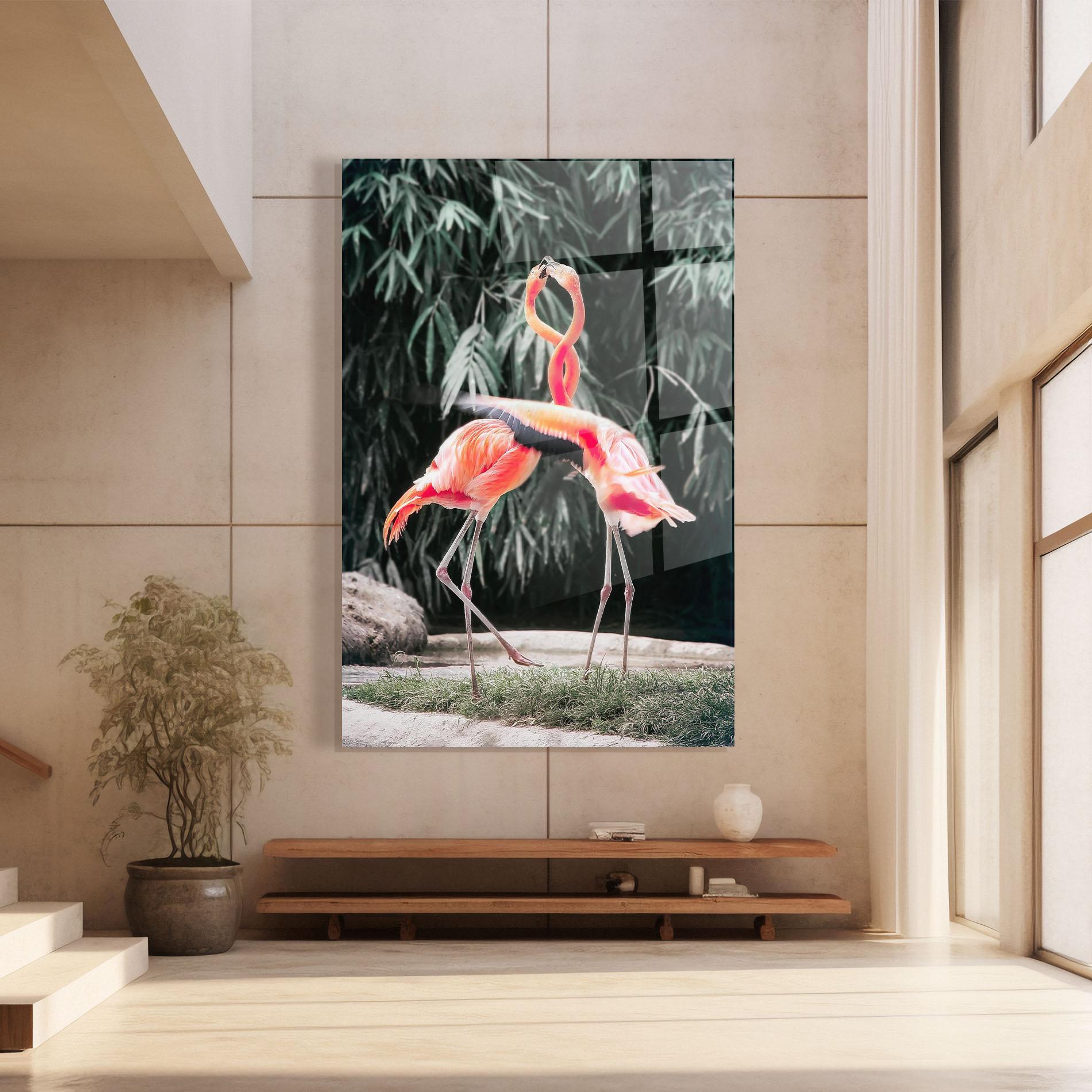 Tablou Sticla Flamingo Love mockup 8