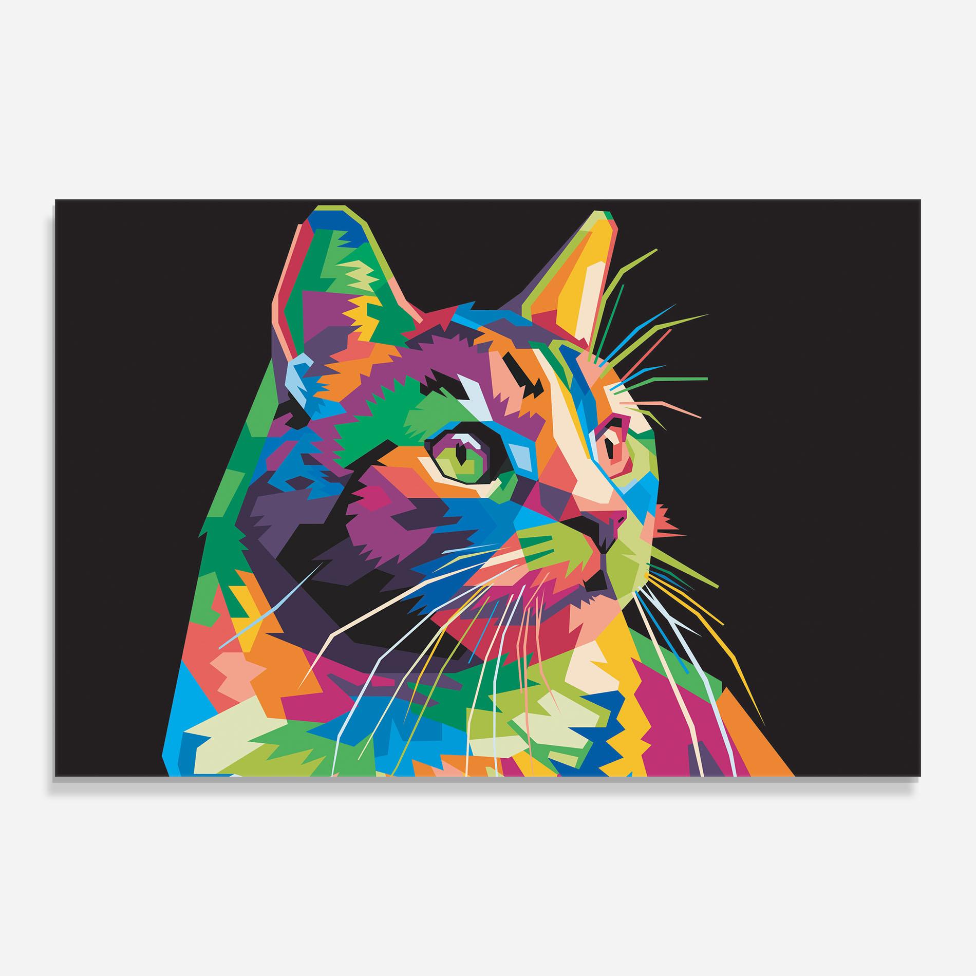 Tablou Sticla Color Mix Cat mockup 0