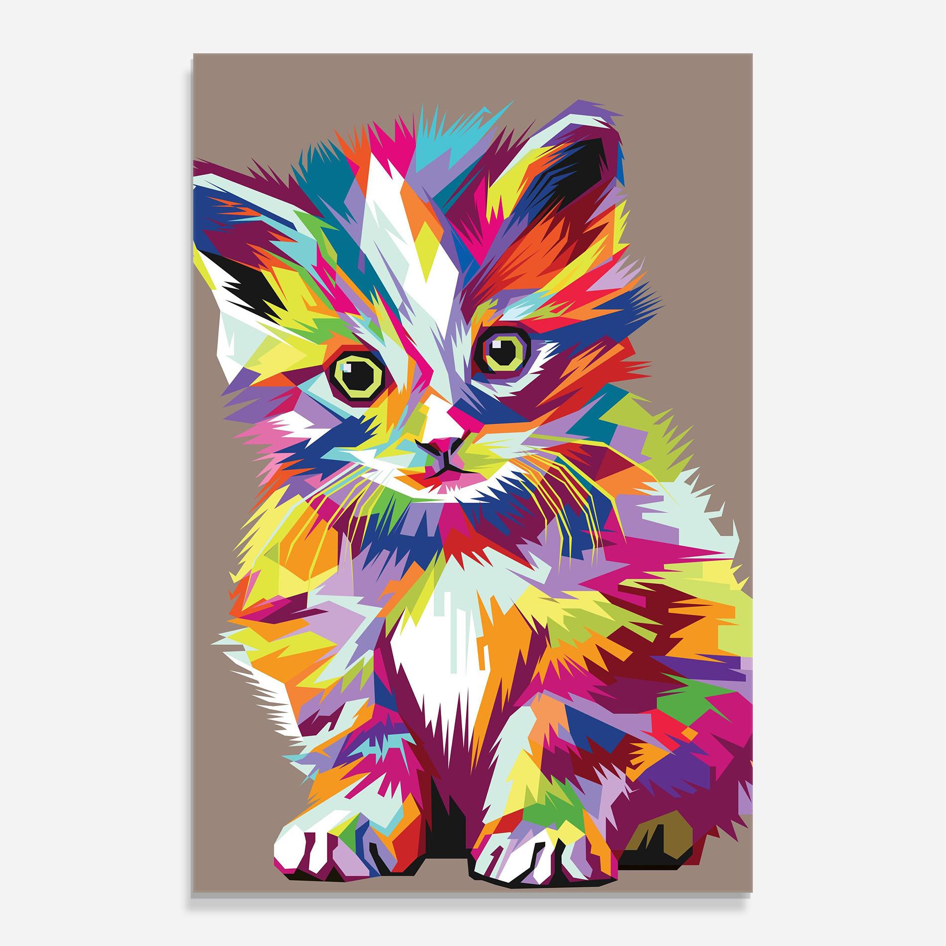 Tablou Sticla Colorful Cat mockup 0