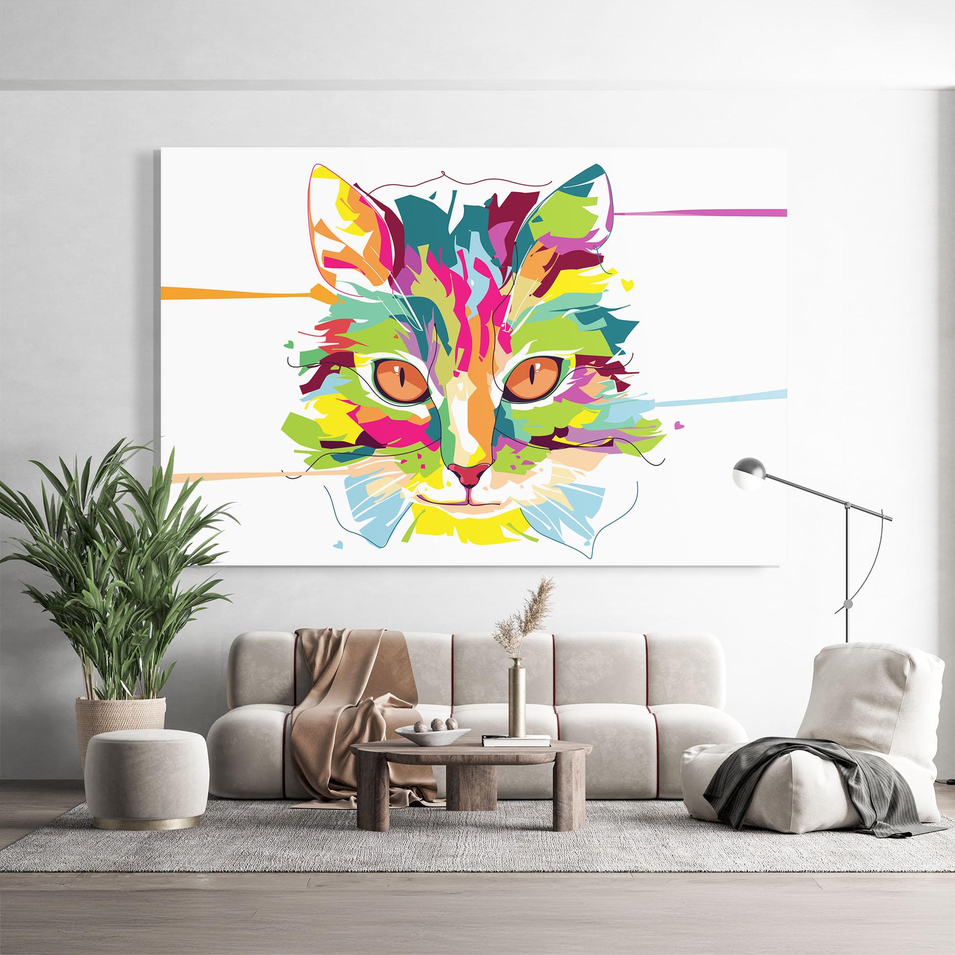 Tablou Sticla Cat Art Close Up mockup 9
