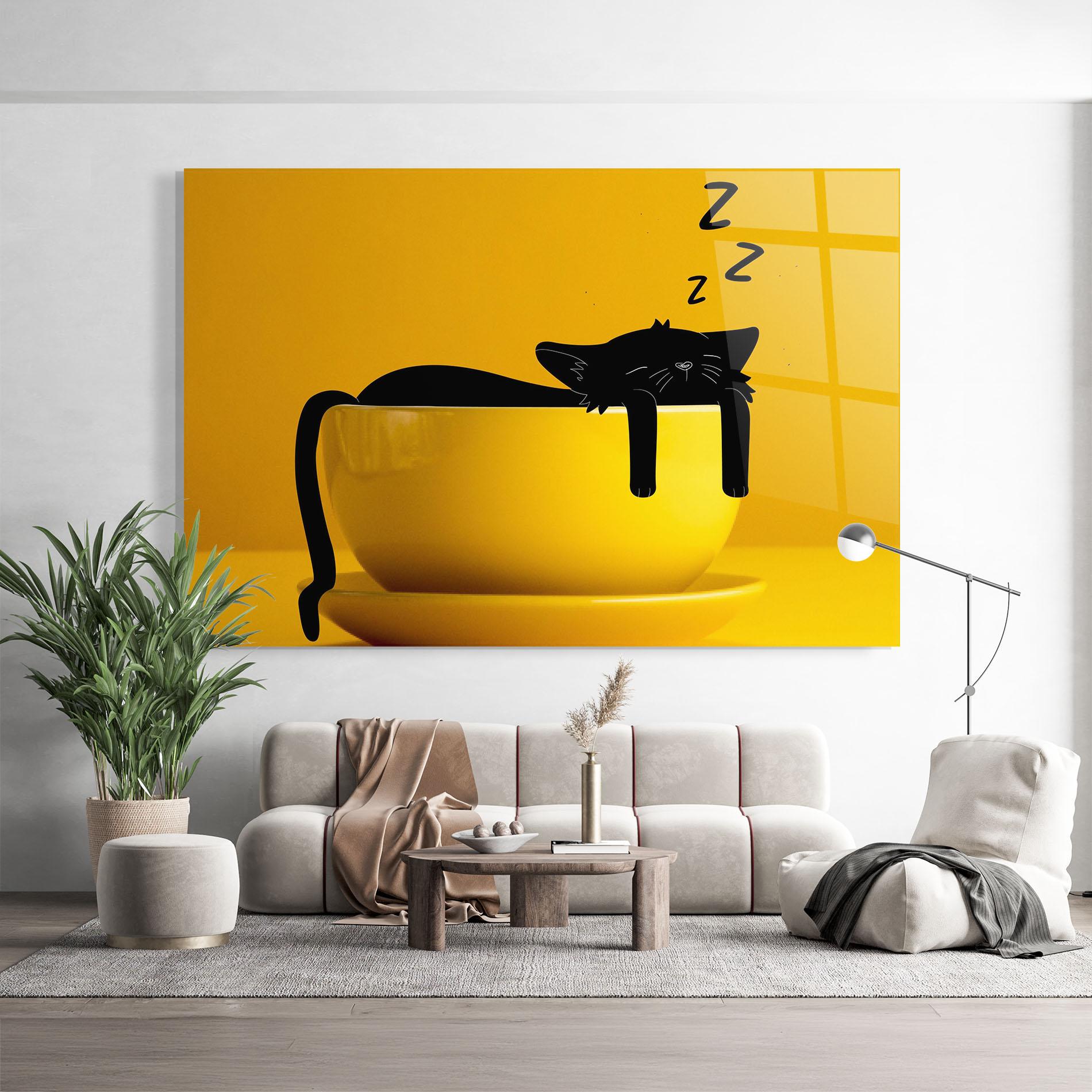 Tablou Sticla Cat In A Cup mockup 9