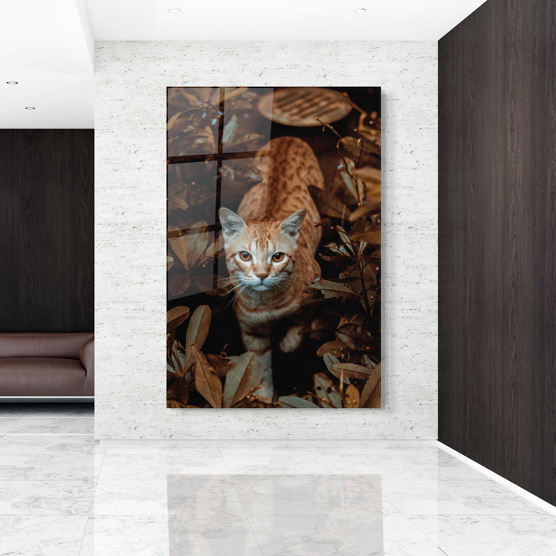 Tablou Sticla Autumn Orange Cat mockup 9