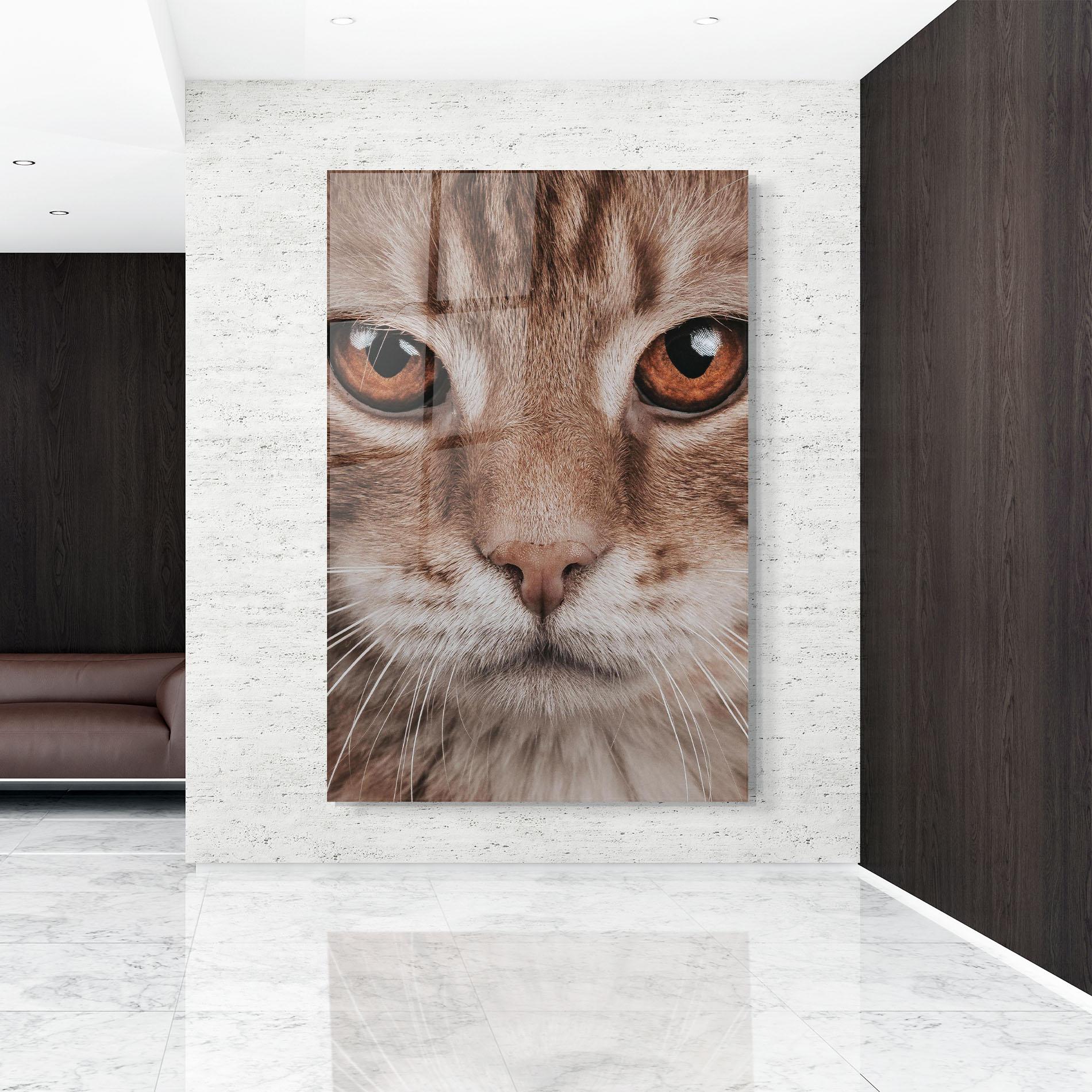Tablou Sticla Fire Eyes Cat mockup 9