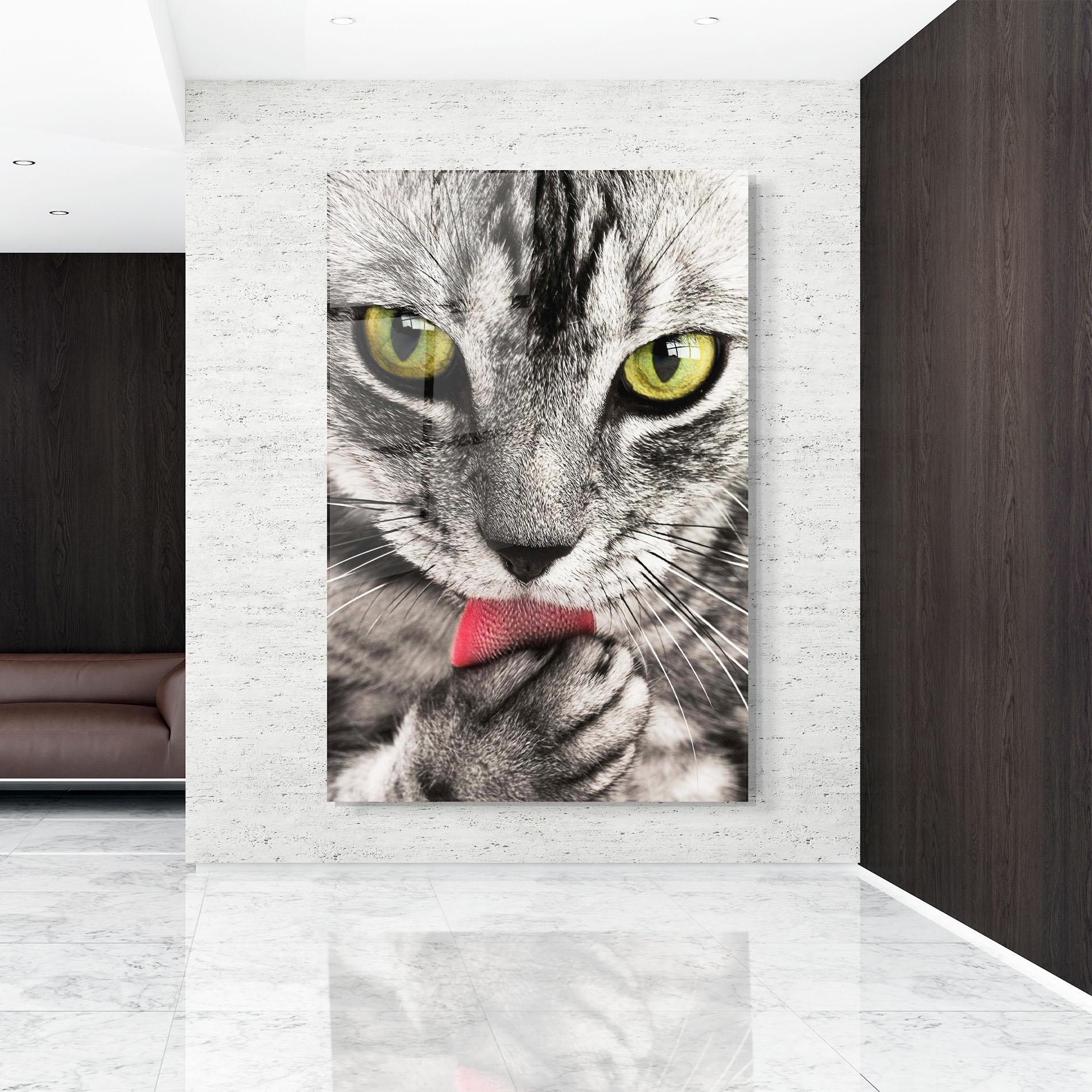 Tablou Sticla Green Eyes Close Up Cat mockup 9