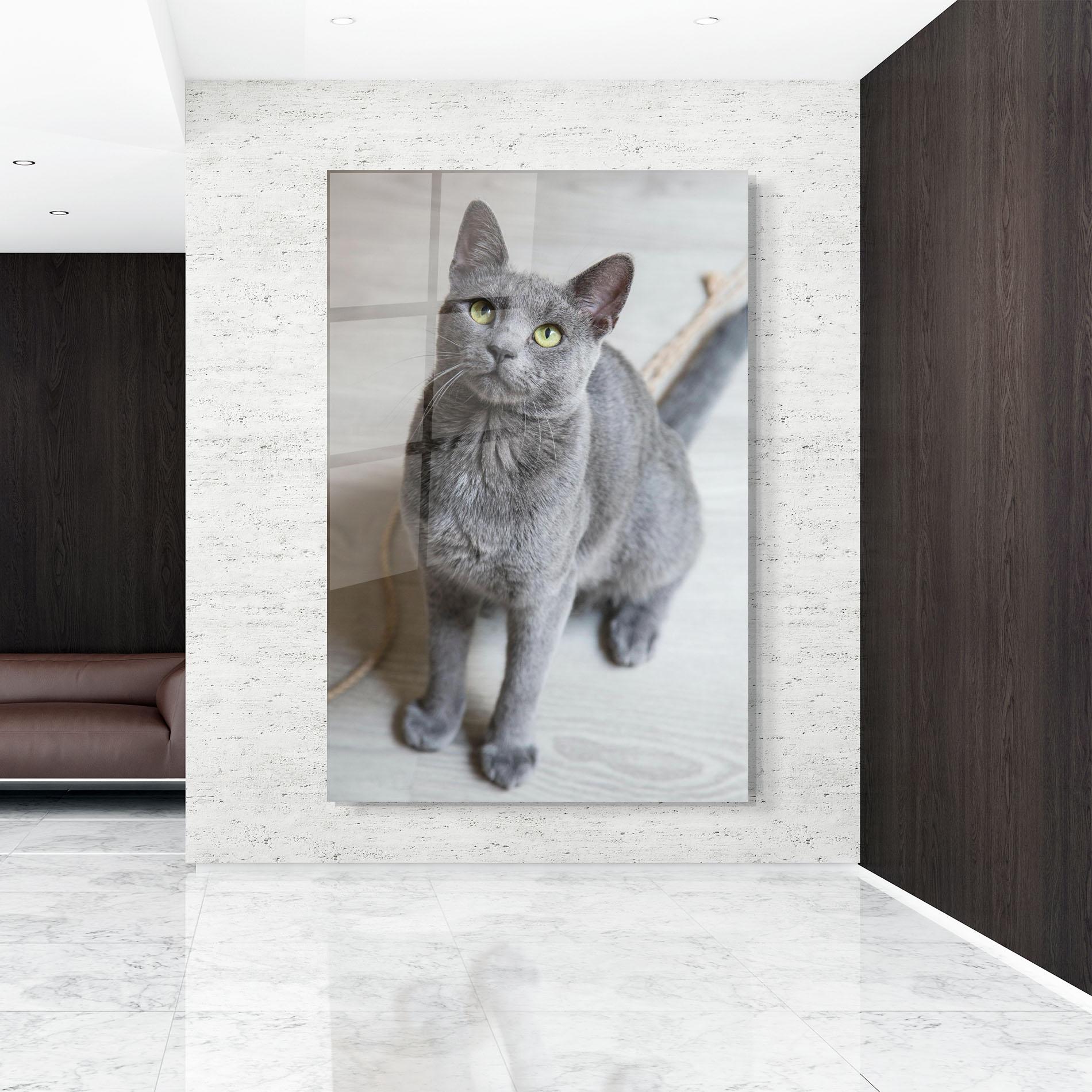 Tablou Sticla Grey Green Cat Eyes mockup 9